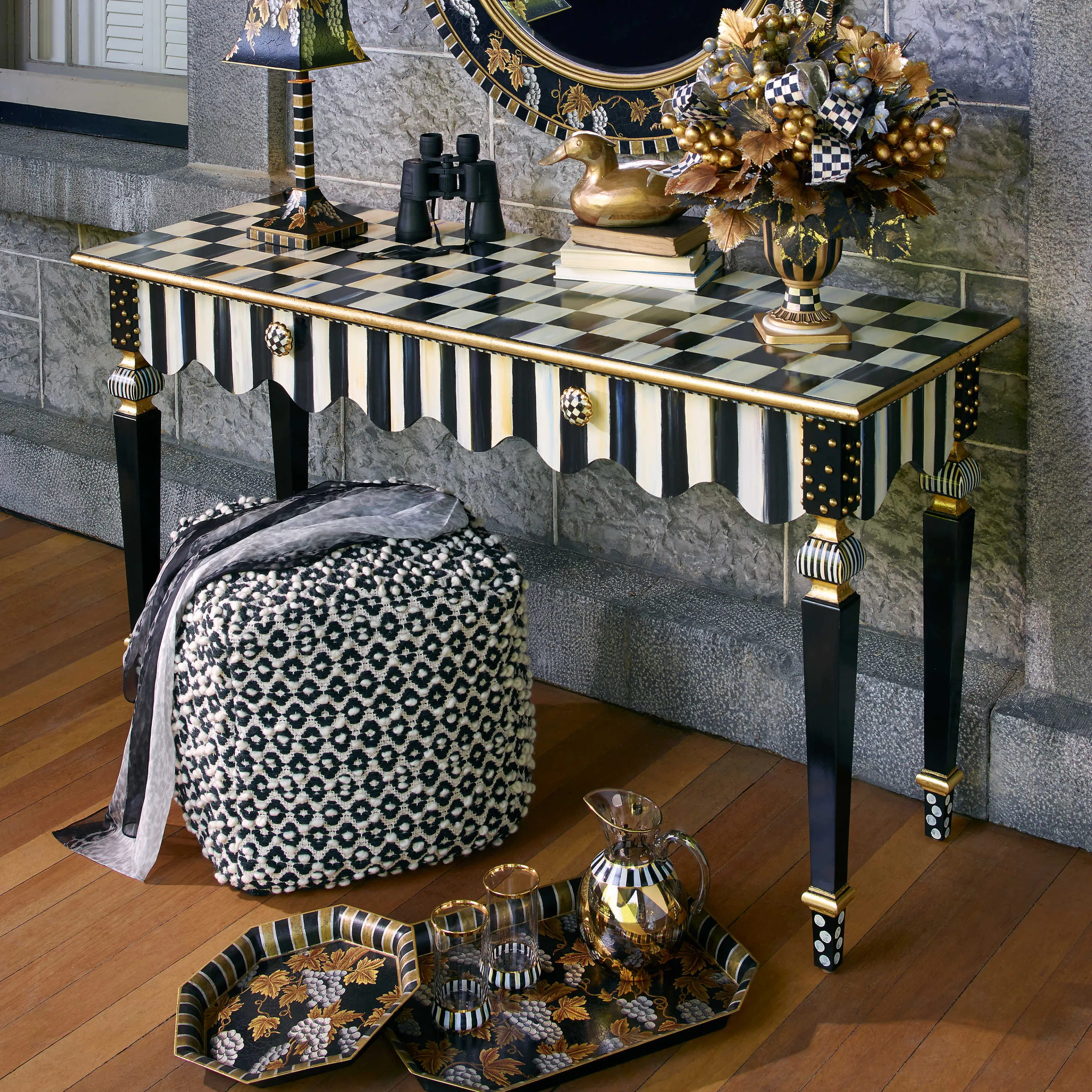 Courtly Stripe Console Table