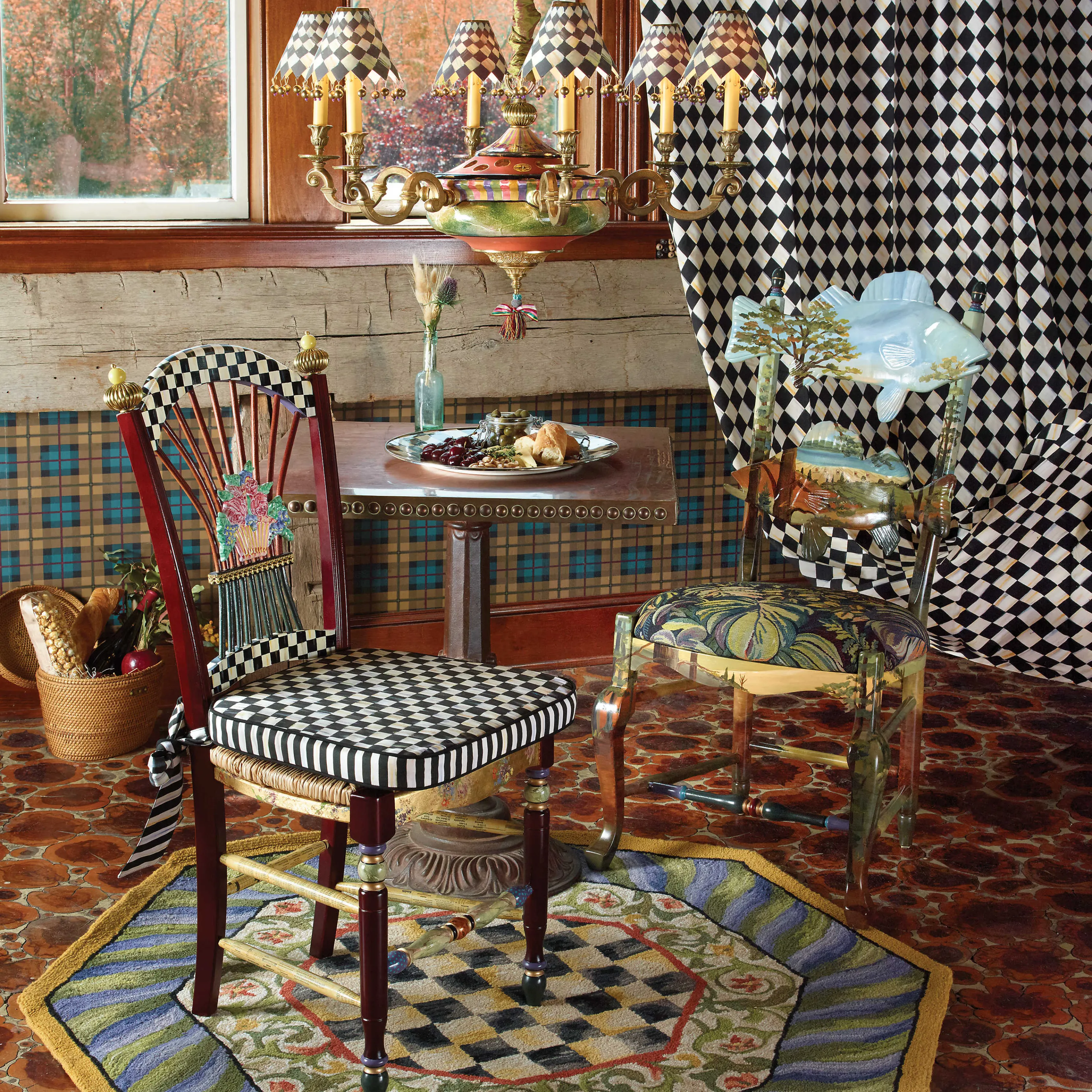 Dark Flower Basket Side Chair