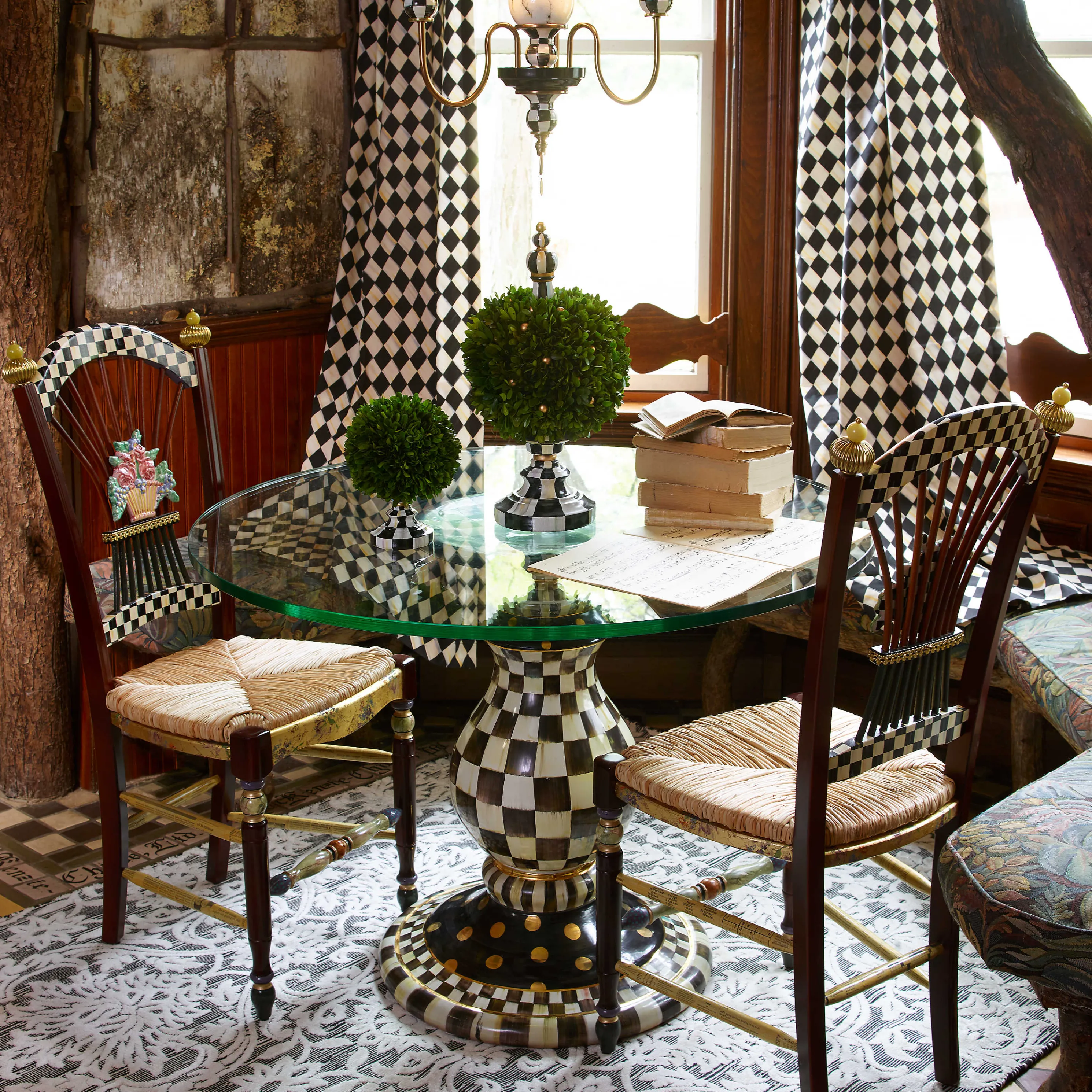 Dark Flower Basket Side Chair