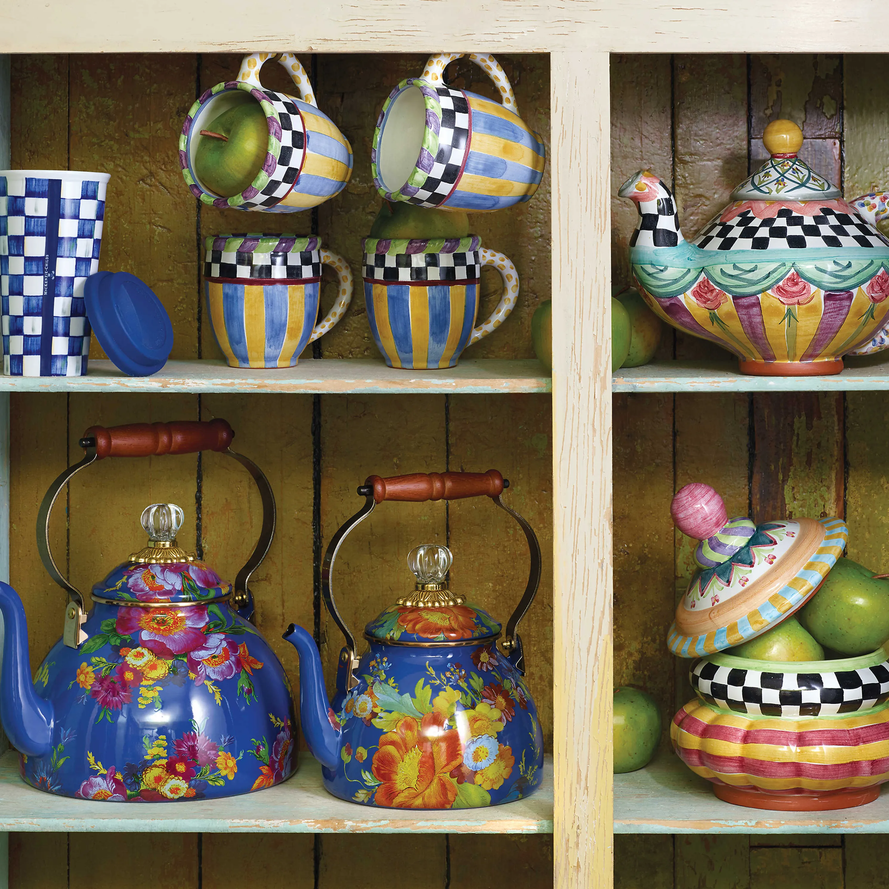 Flower Market 2 Quart Tea Kettle - Lapis