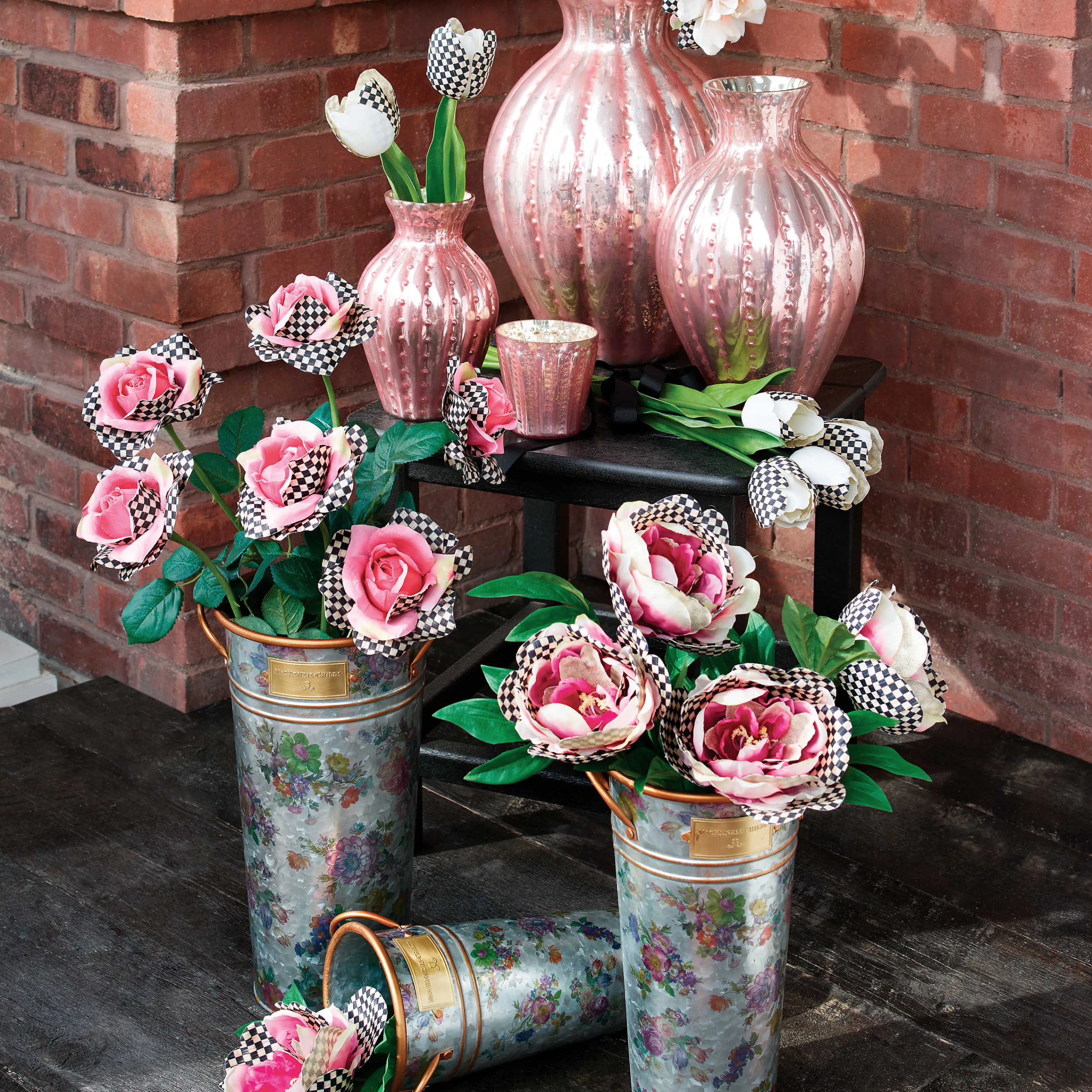 Flower Market Galvanized Flower Buckets - Set Of 3