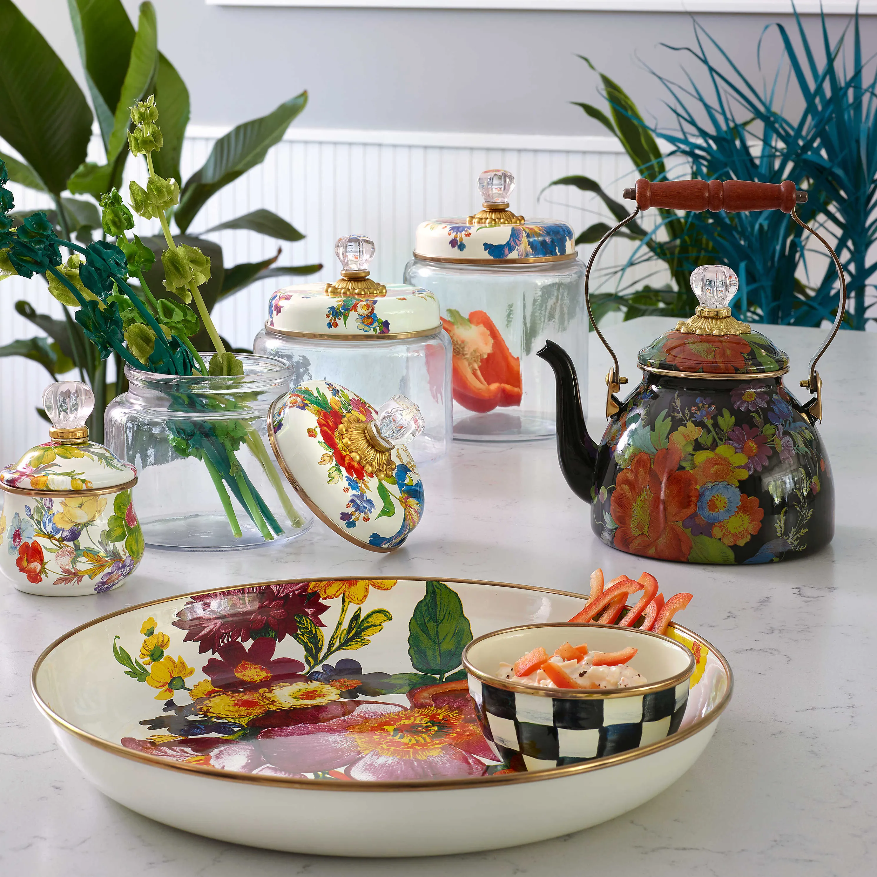 Flower Market Lidded Sugar Bowl - White