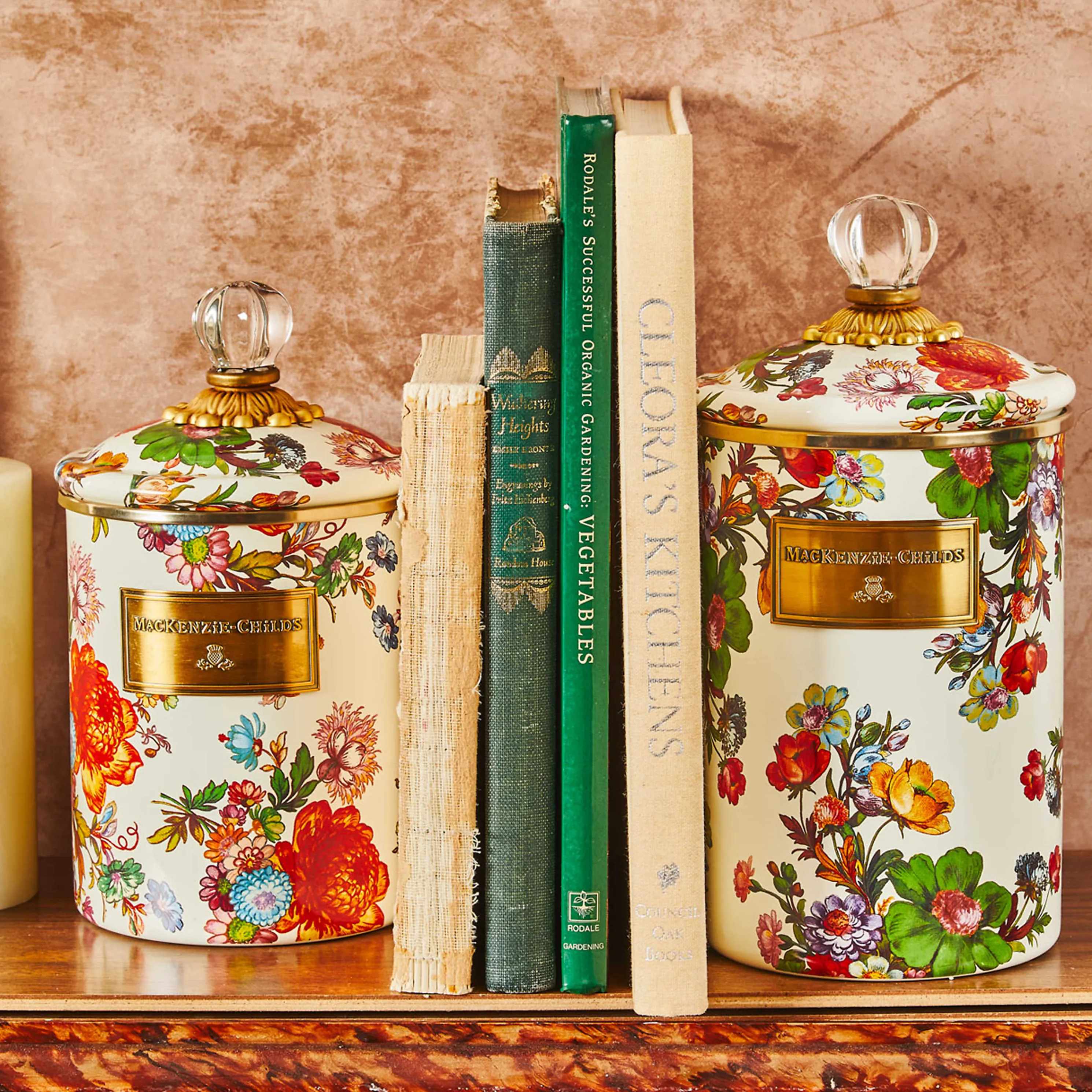 Flower Market Medium Canister - White