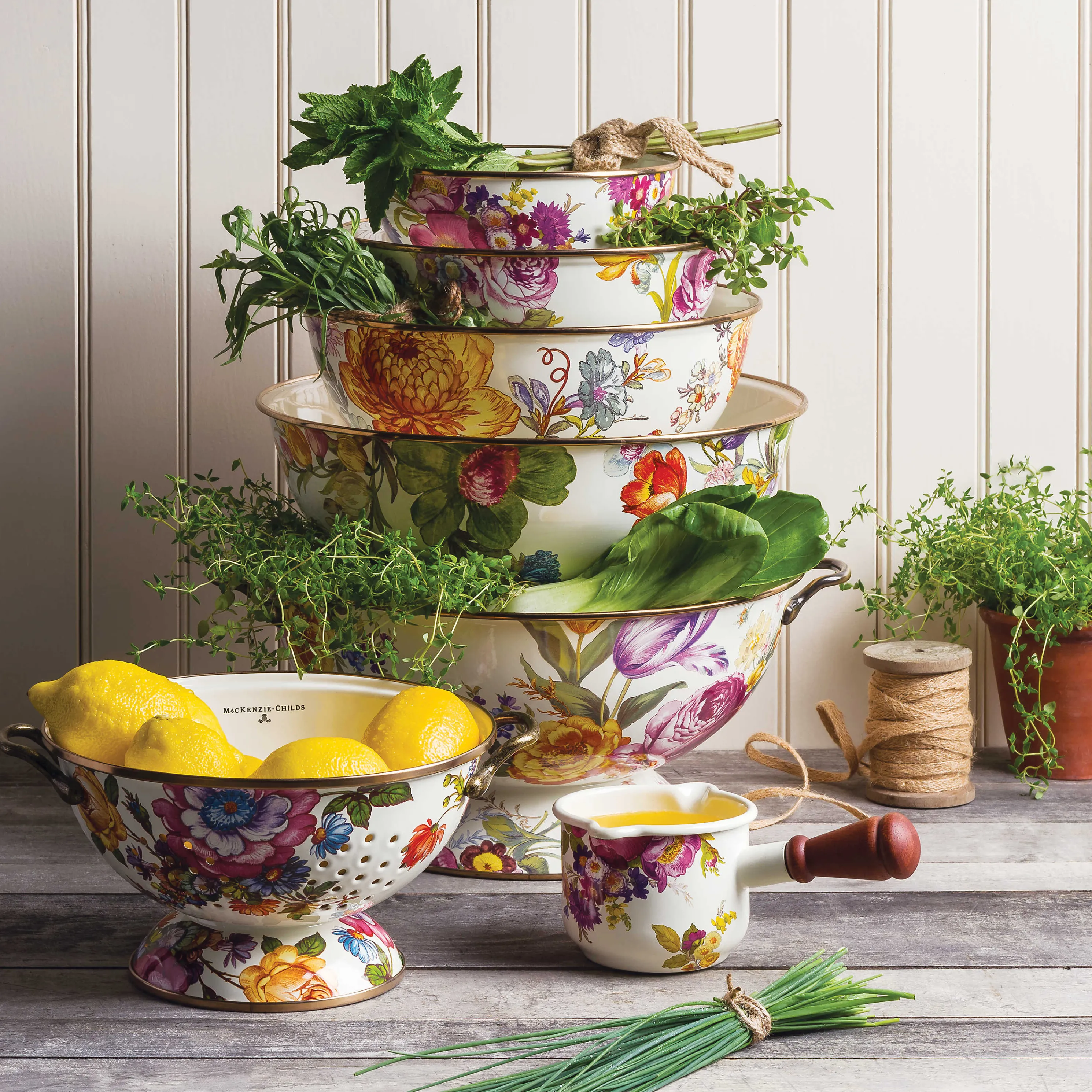 Flower Market Medium Everyday Bowl - White