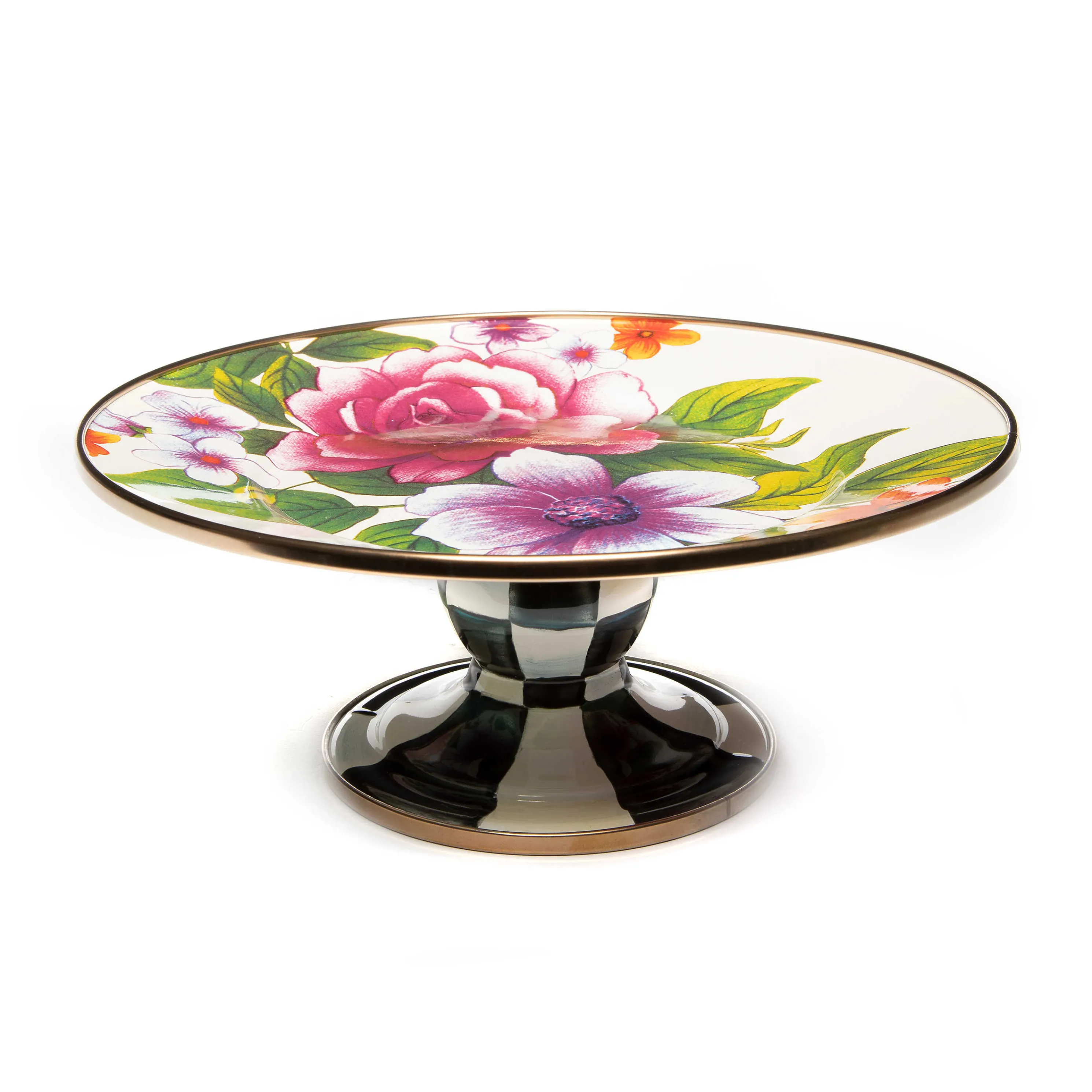 Flower Market Mini Pedestal Platter - White
