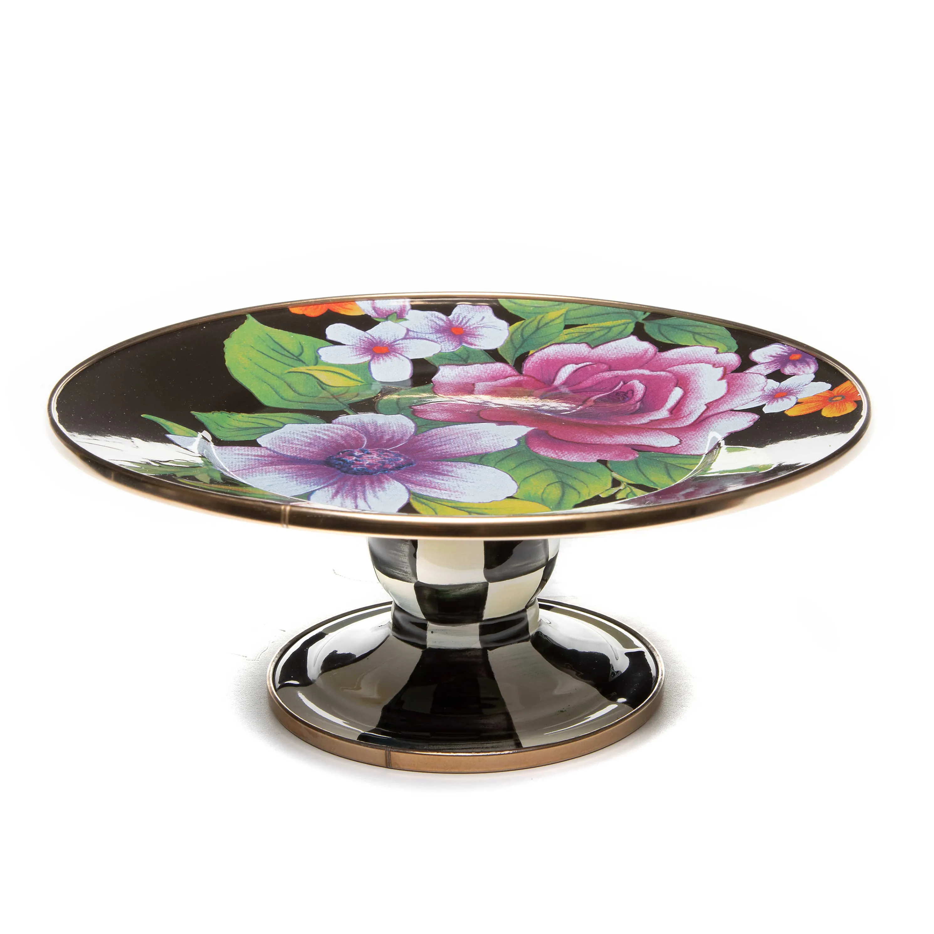 Flower Market Mini Pedestal Platter - Black