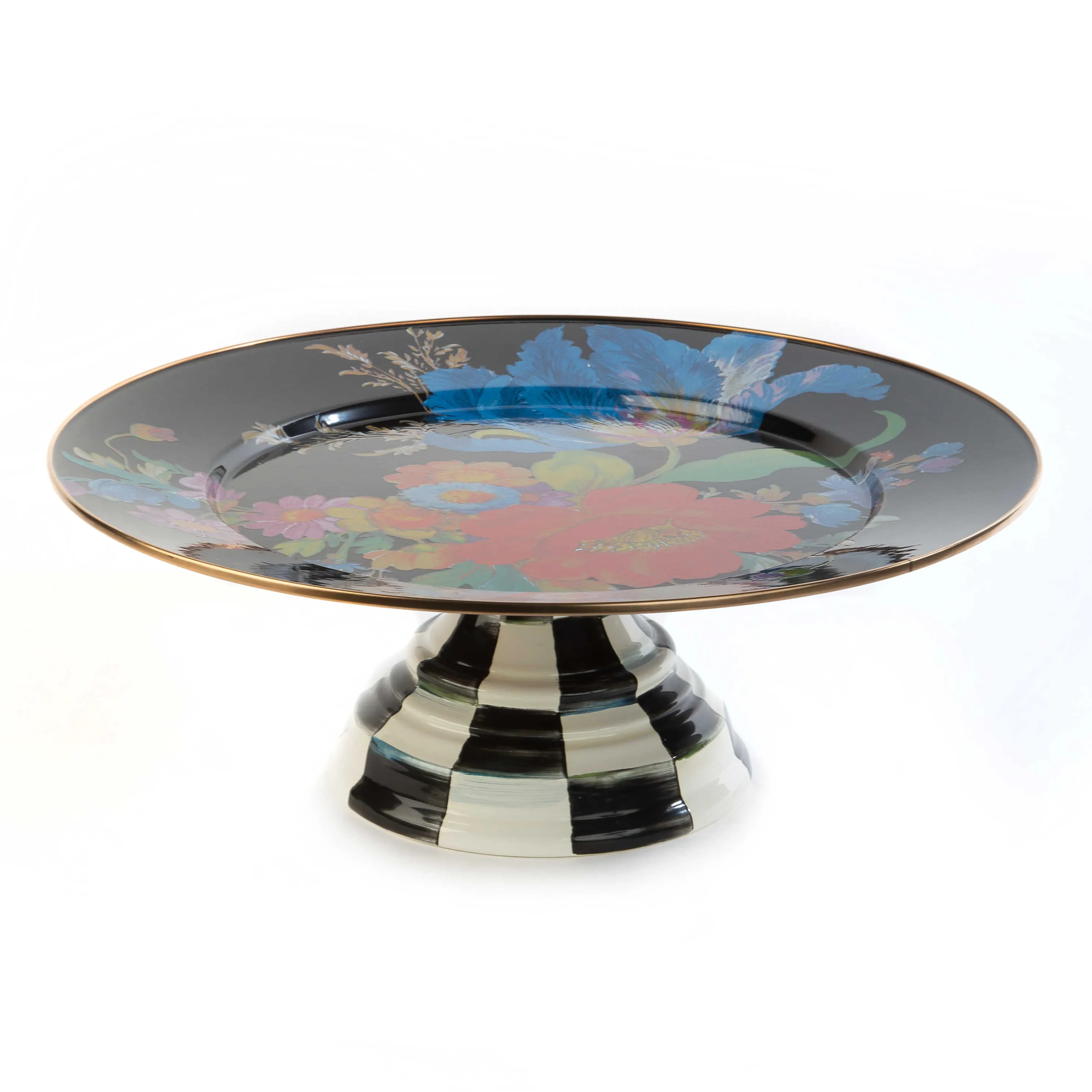 Flower Market Pedestal Platter - Black