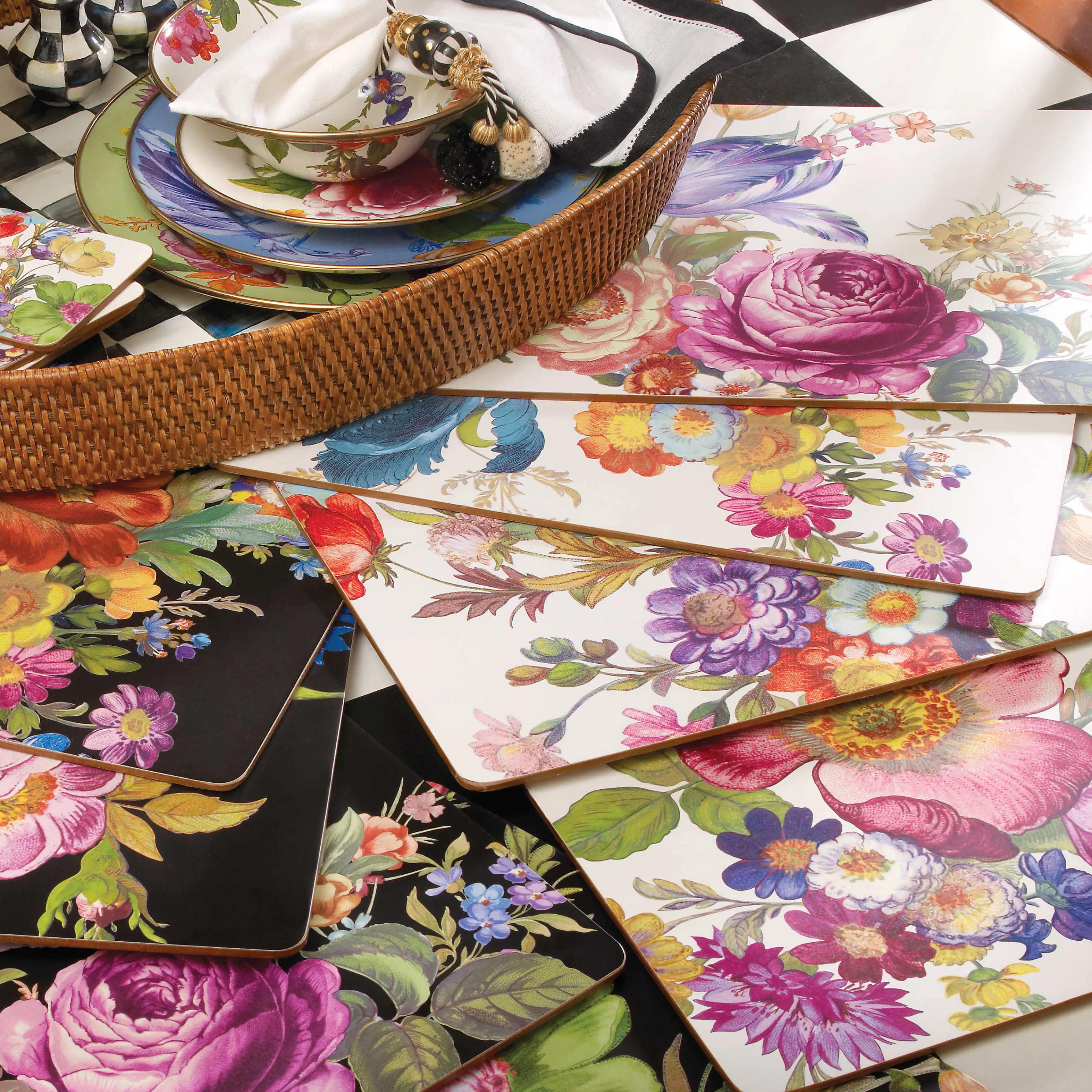 Flower Market Placemats - White - Set Of 4