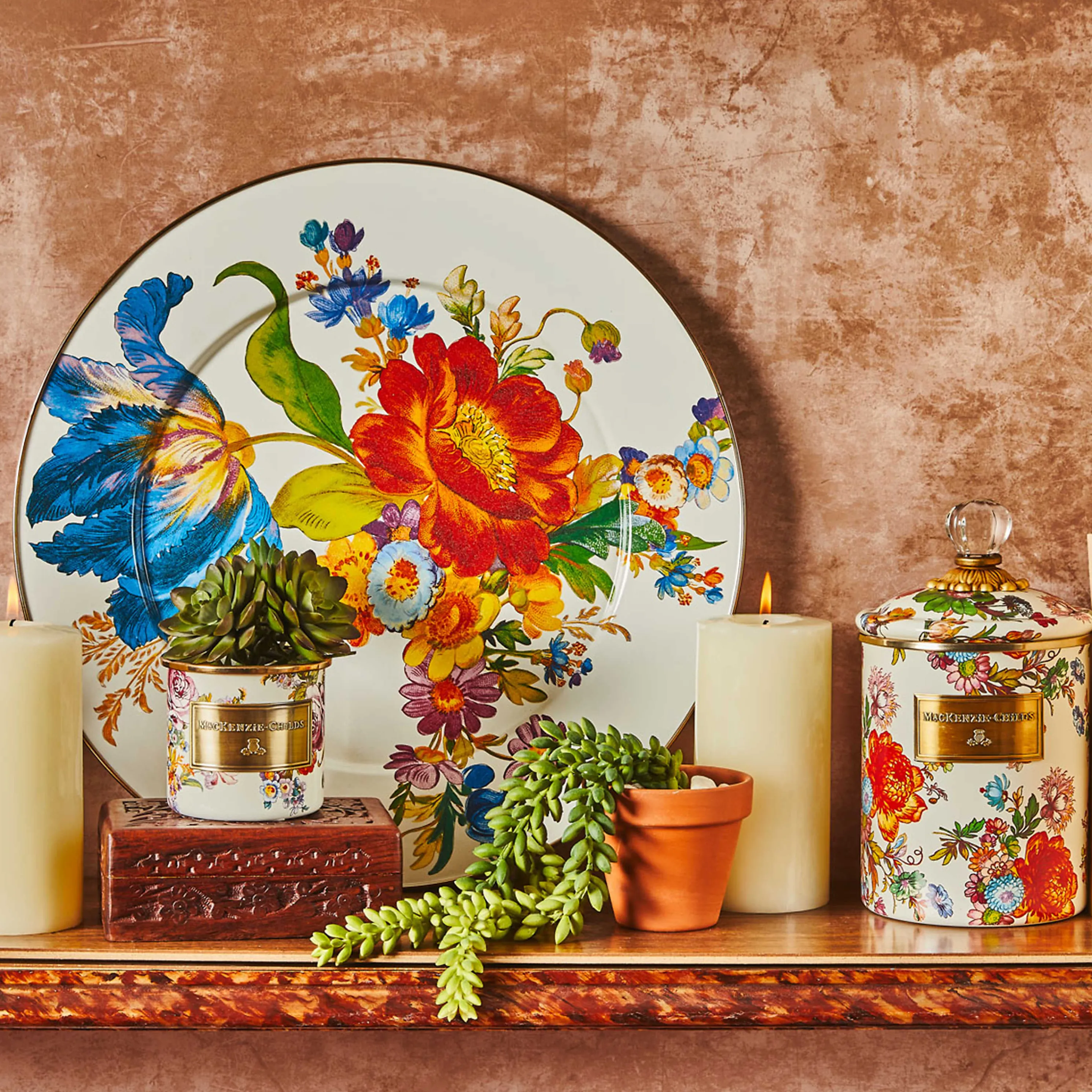 Flower Market Serving Platter - White