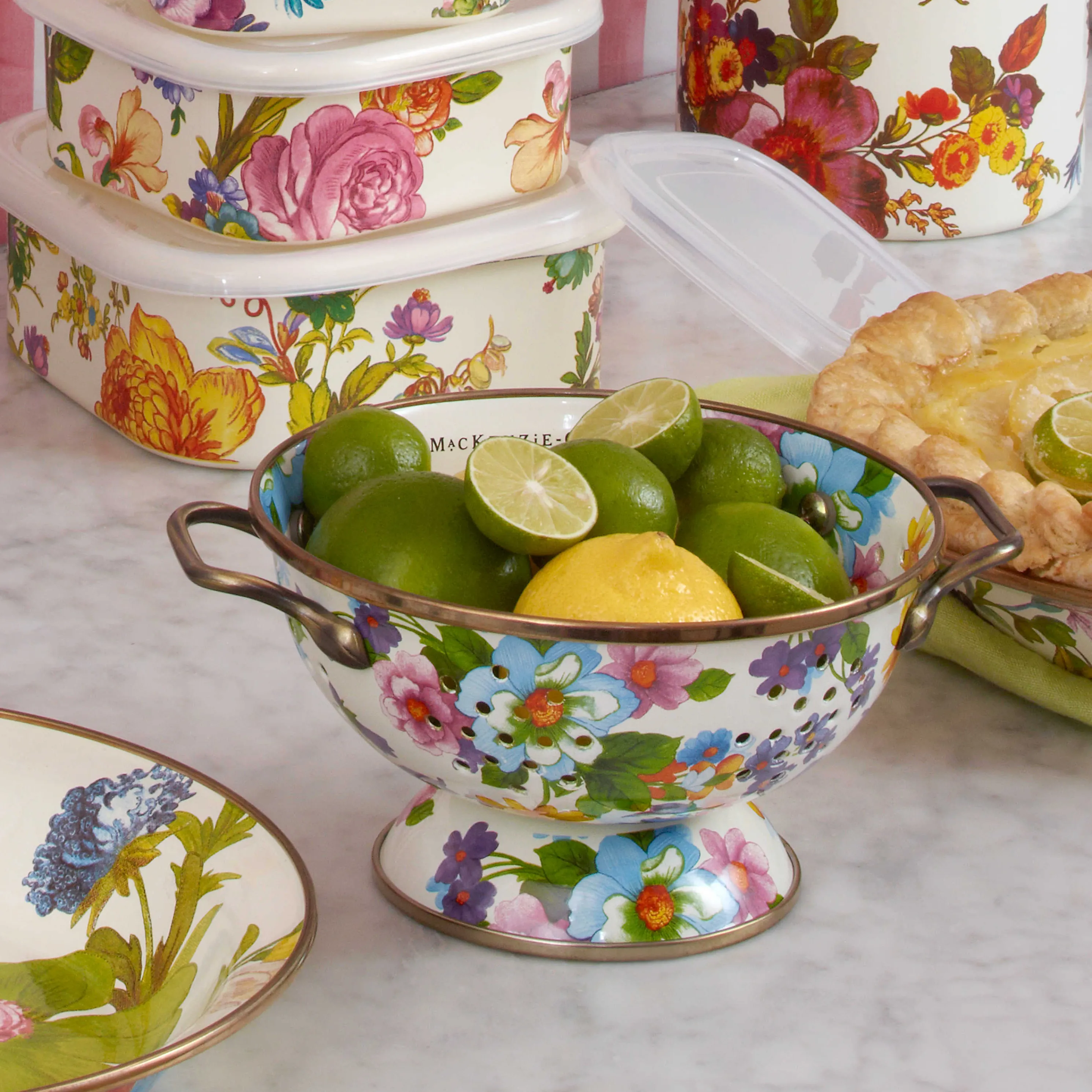 Flower Market Small Colander - White