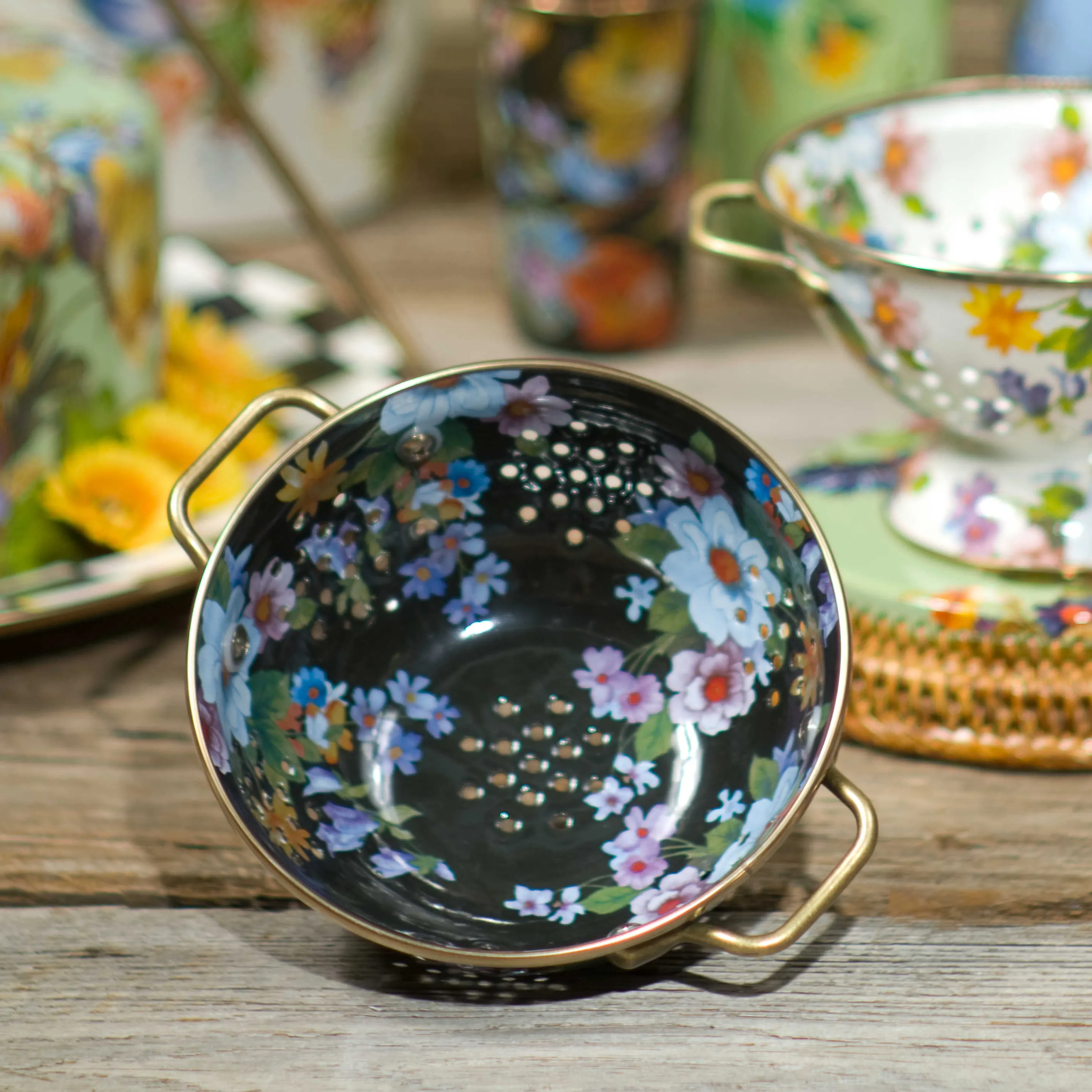 Flower Market Small Colander - Black