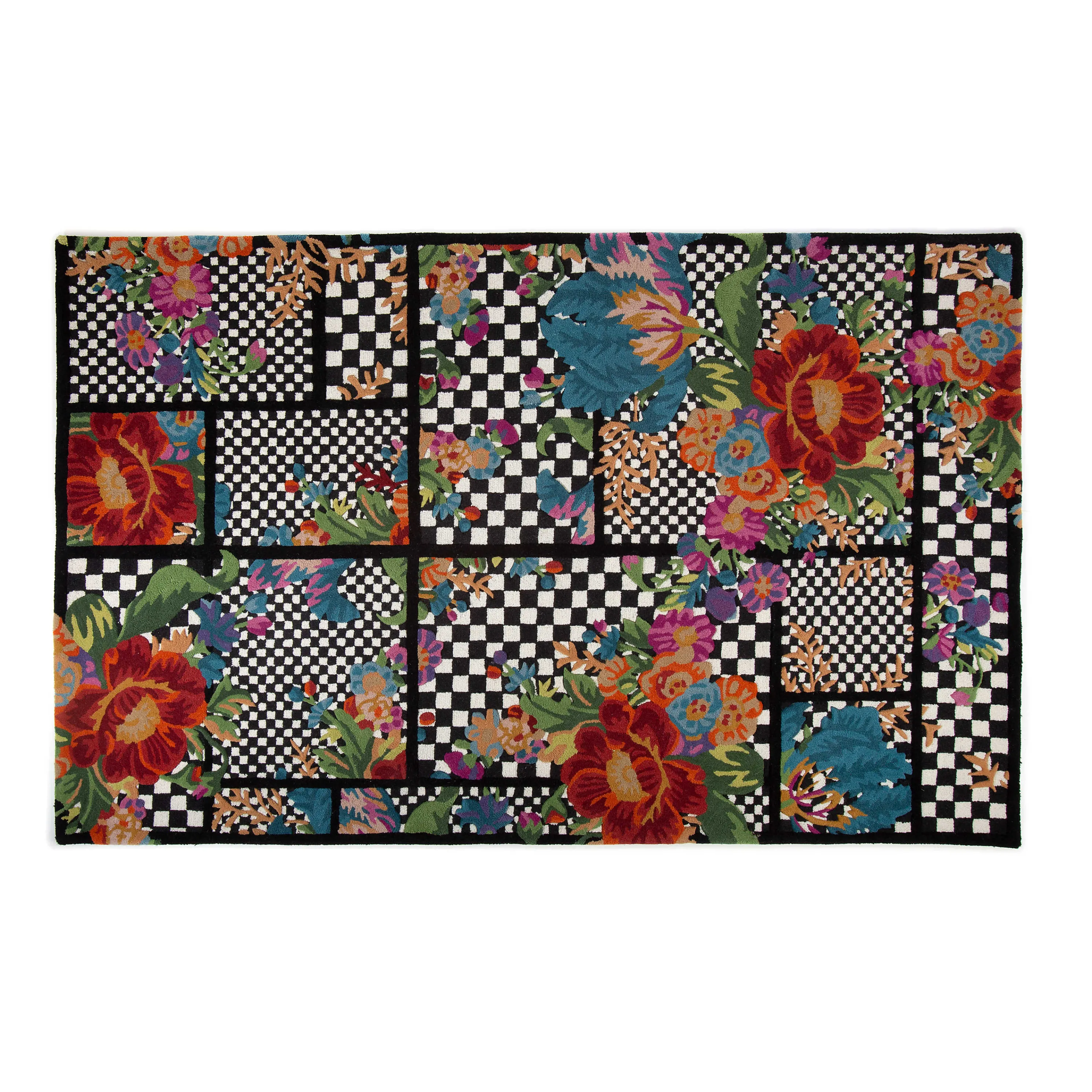 Flower Market Trellis Rug - Black - 5' X 8'