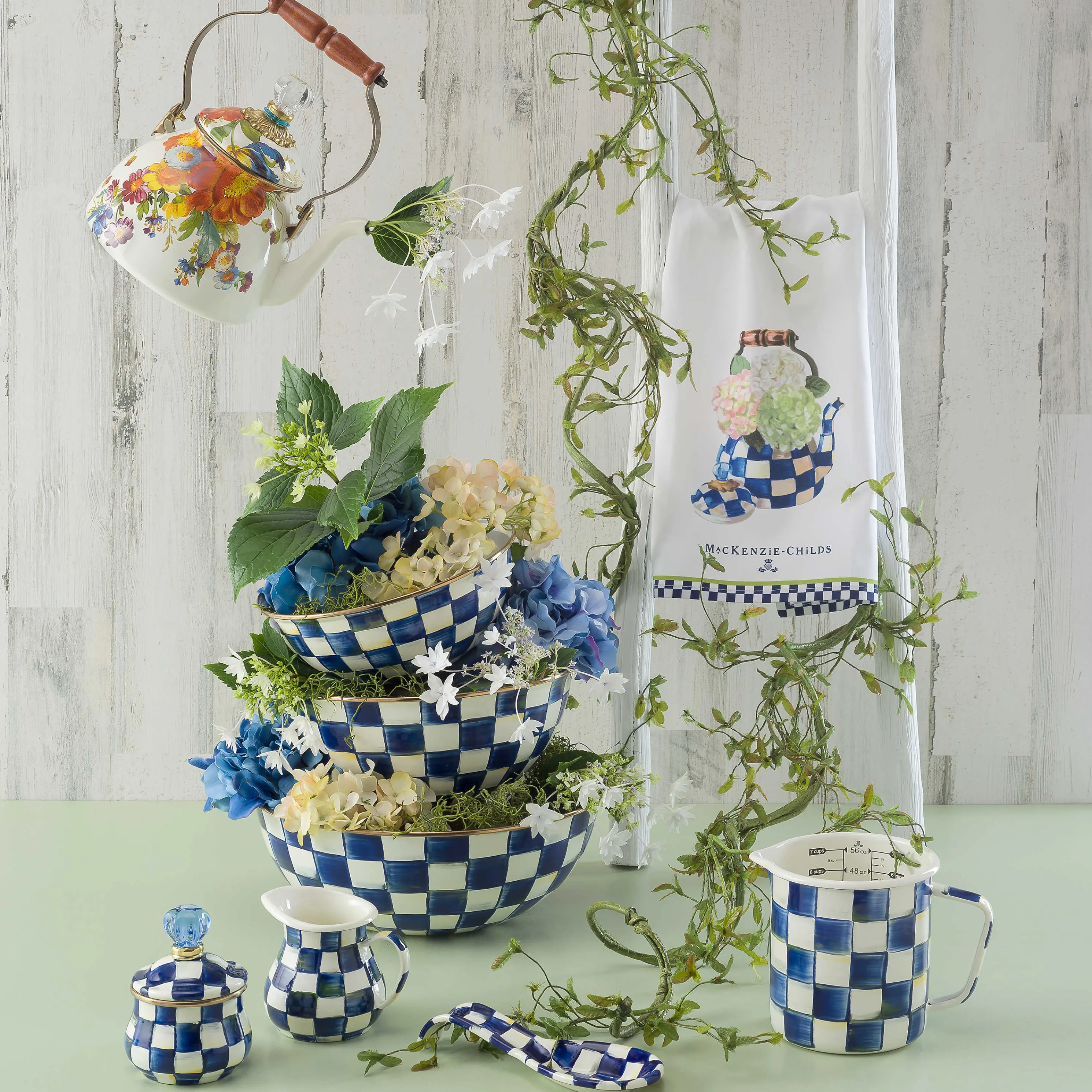 Hydrangea Tea Kettle Dish Towel