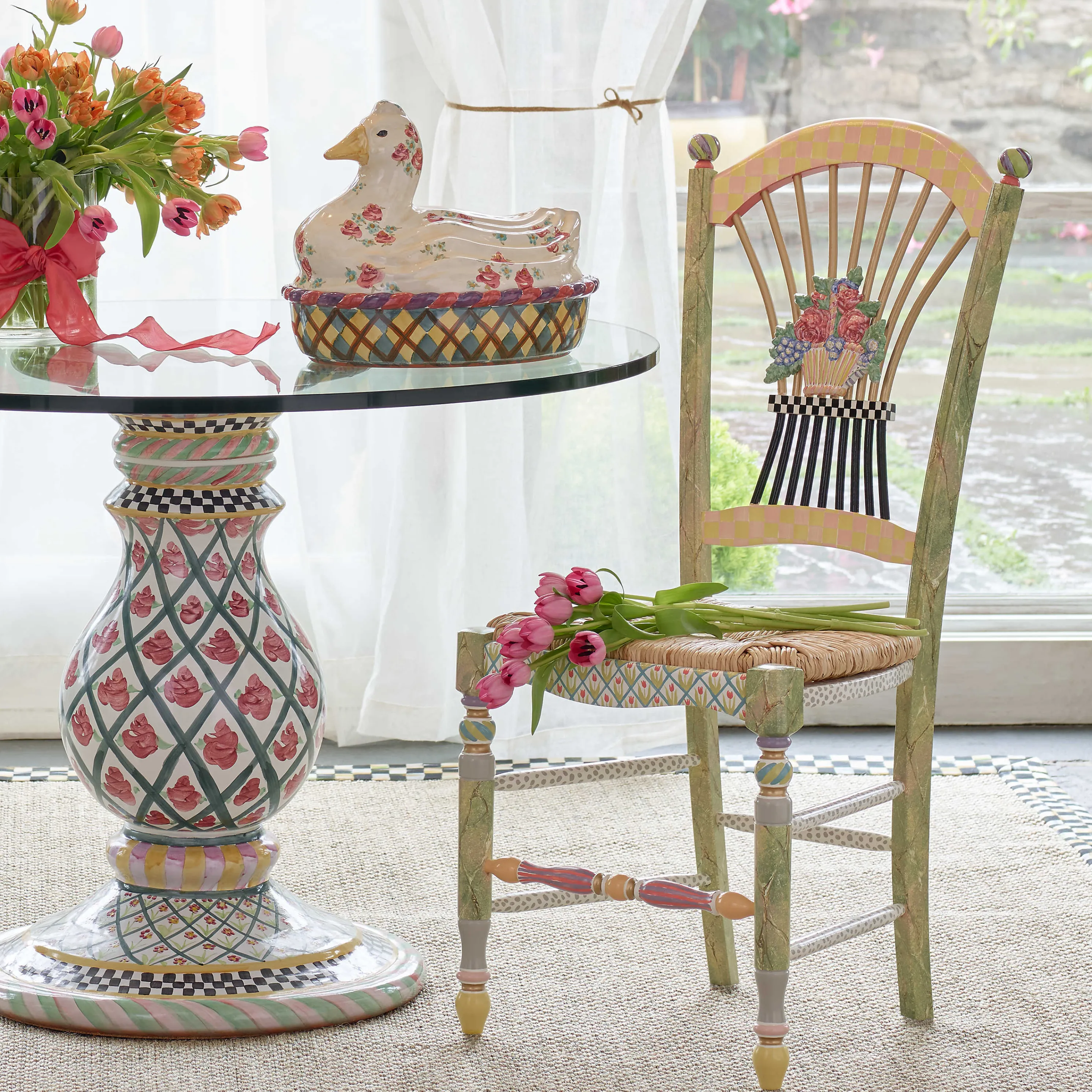 Light Flower Basket Side Chair