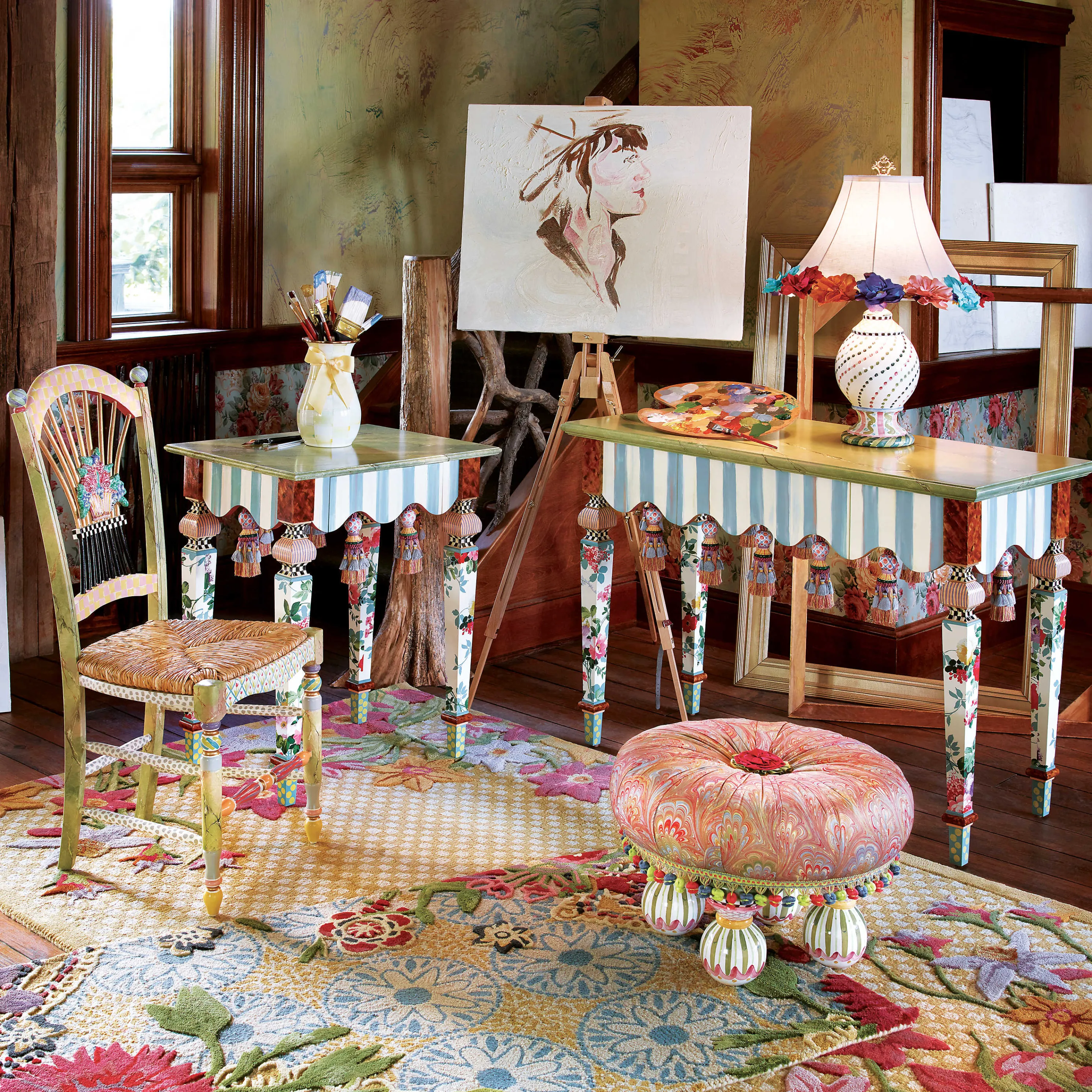 Light Flower Basket Side Chair