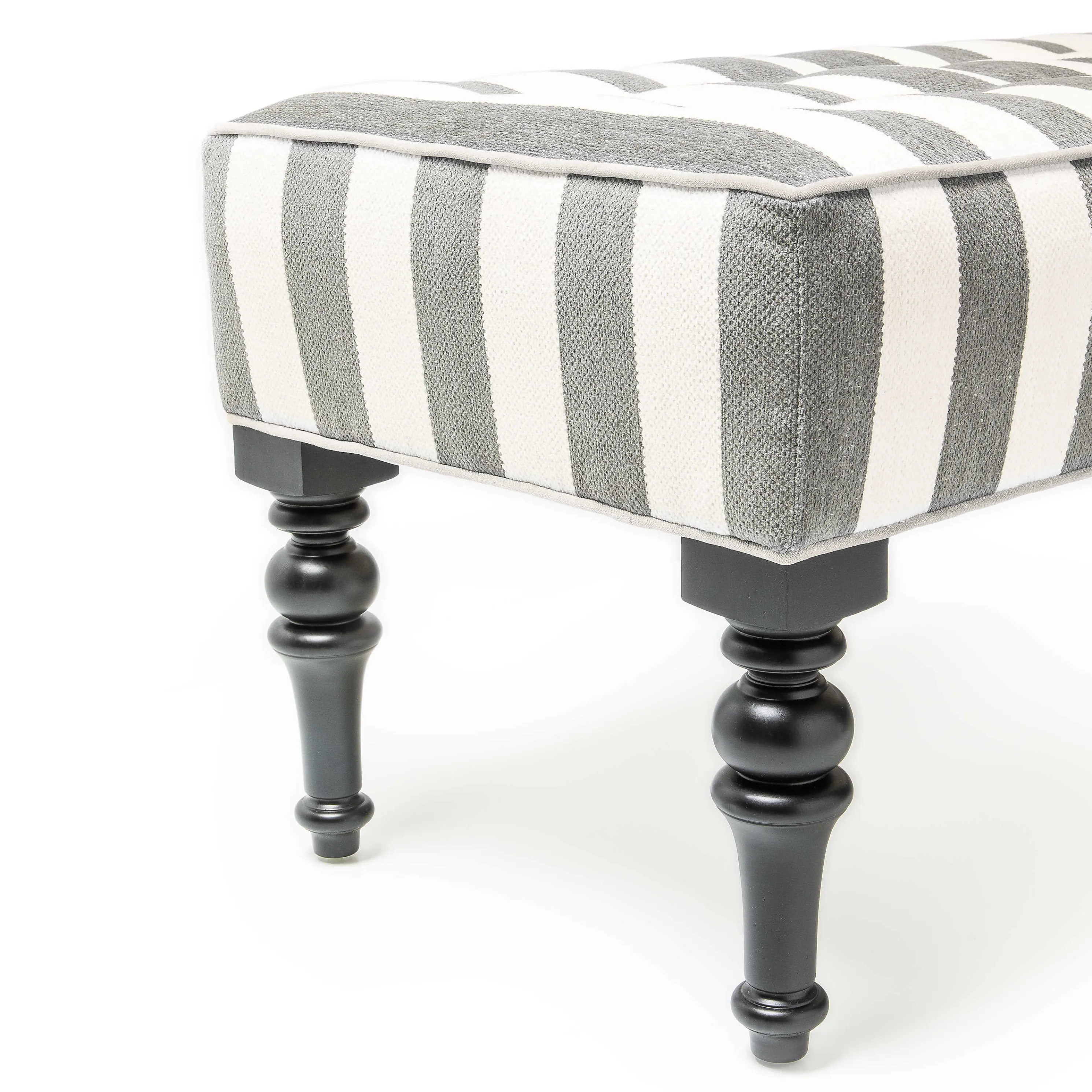 Marquee Bench - Chenille Grey Stripe