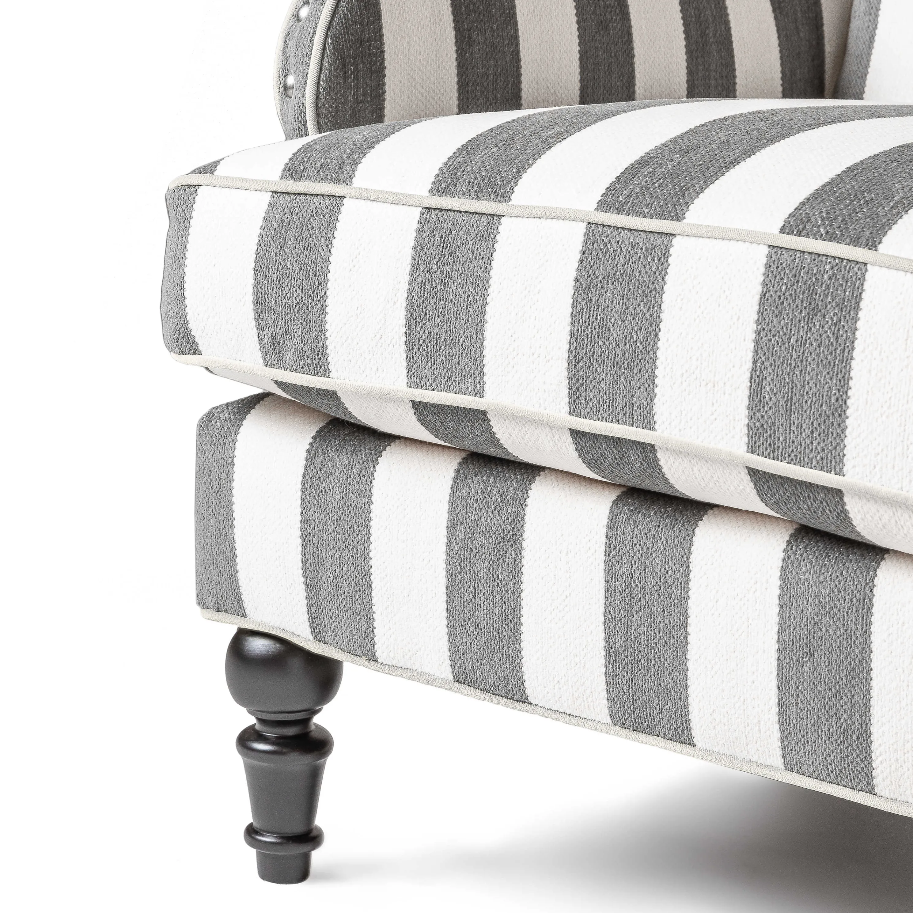 Marquee Wing Chair - Chenille Grey Stripe