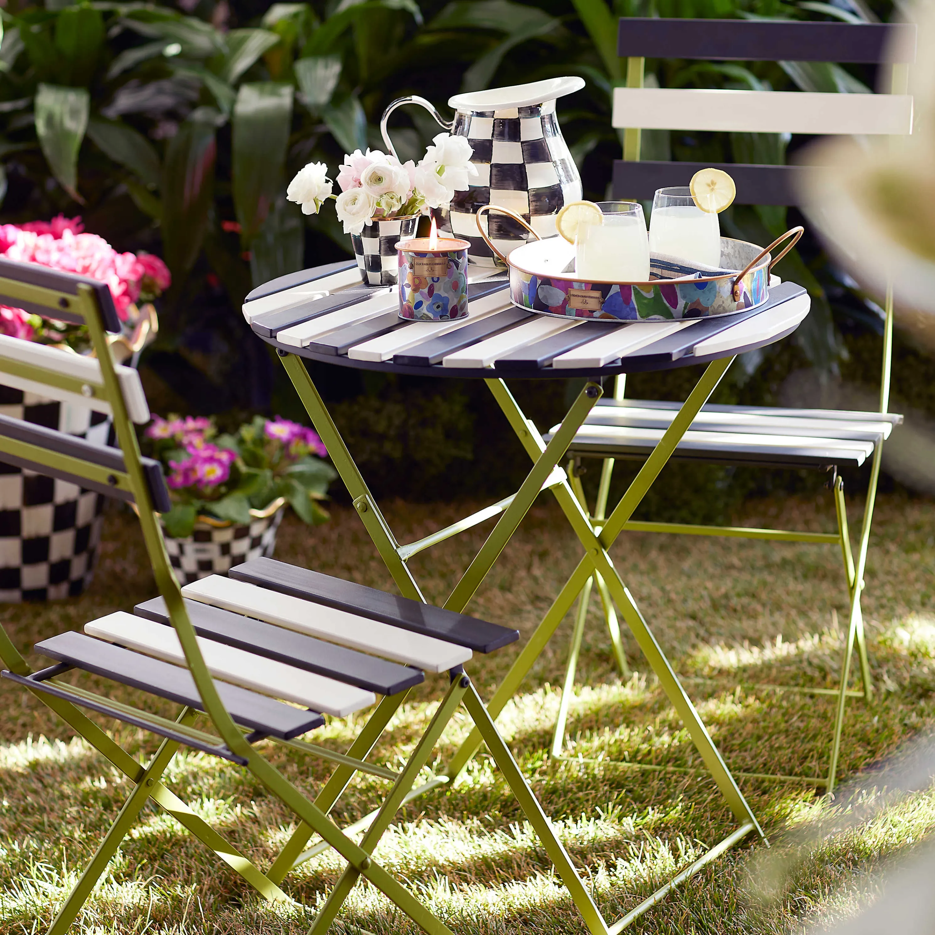 Outdoor Black & White Metal Bistro Table