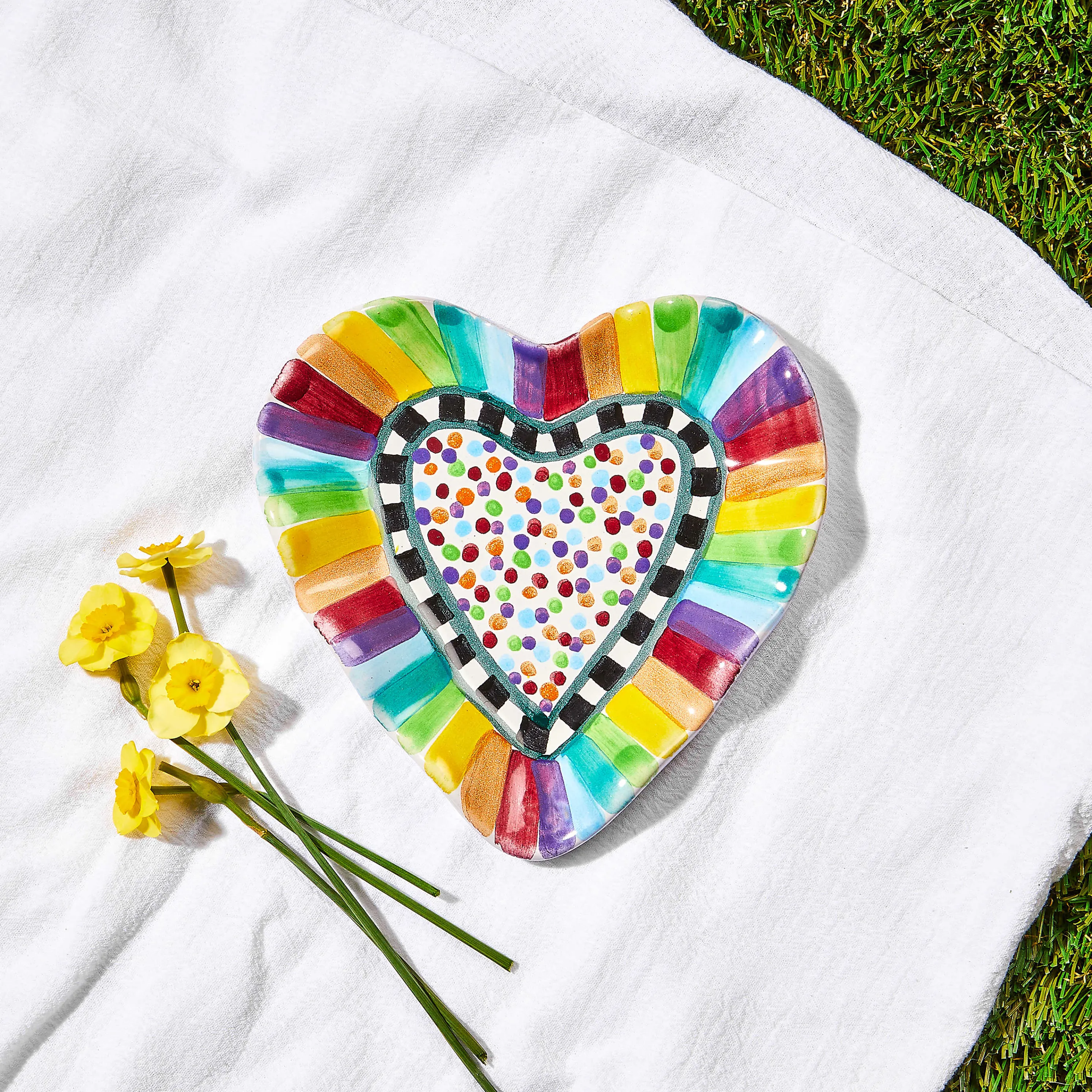 Rainbow Fluted Heart Plate