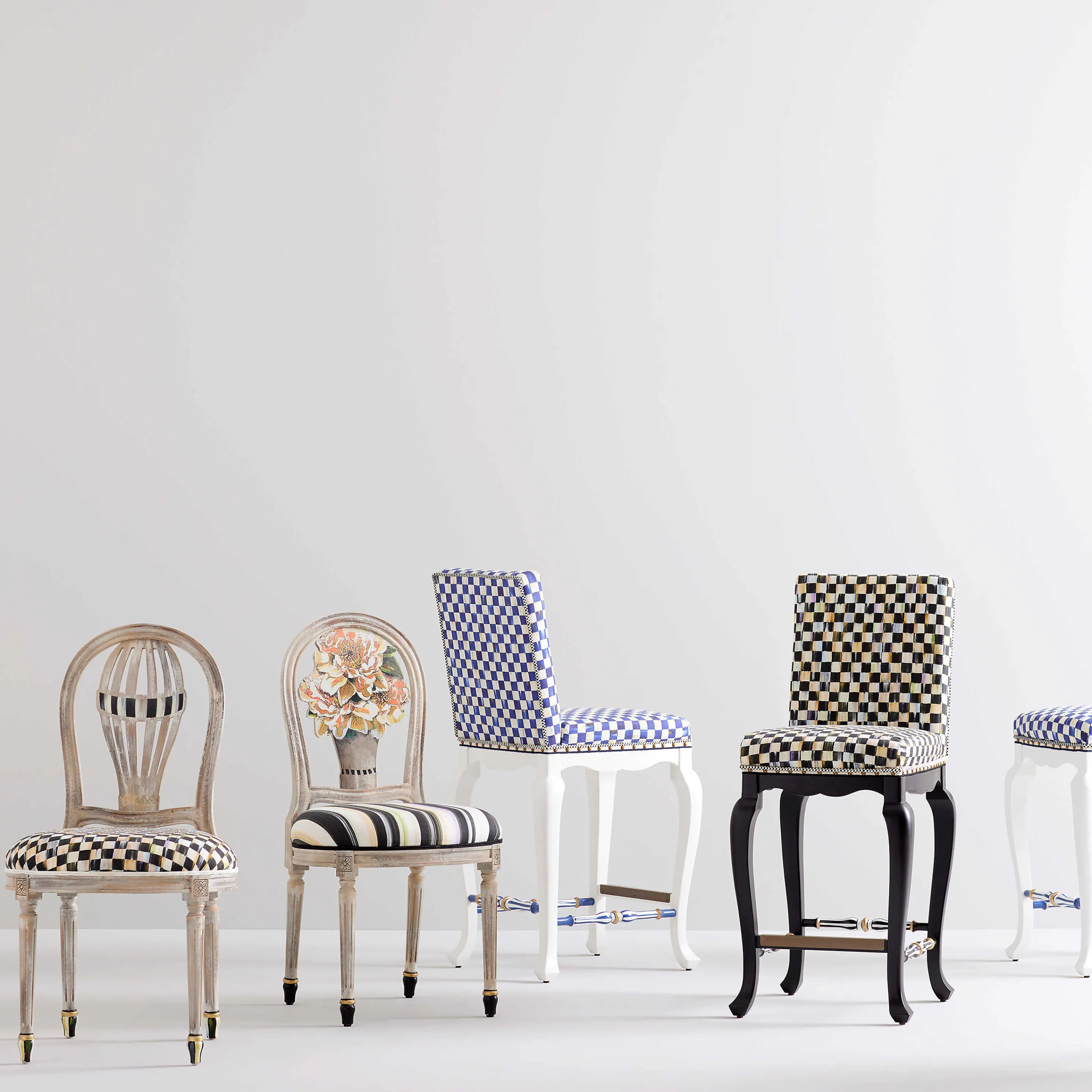 Royal Check Counter Stool With Back