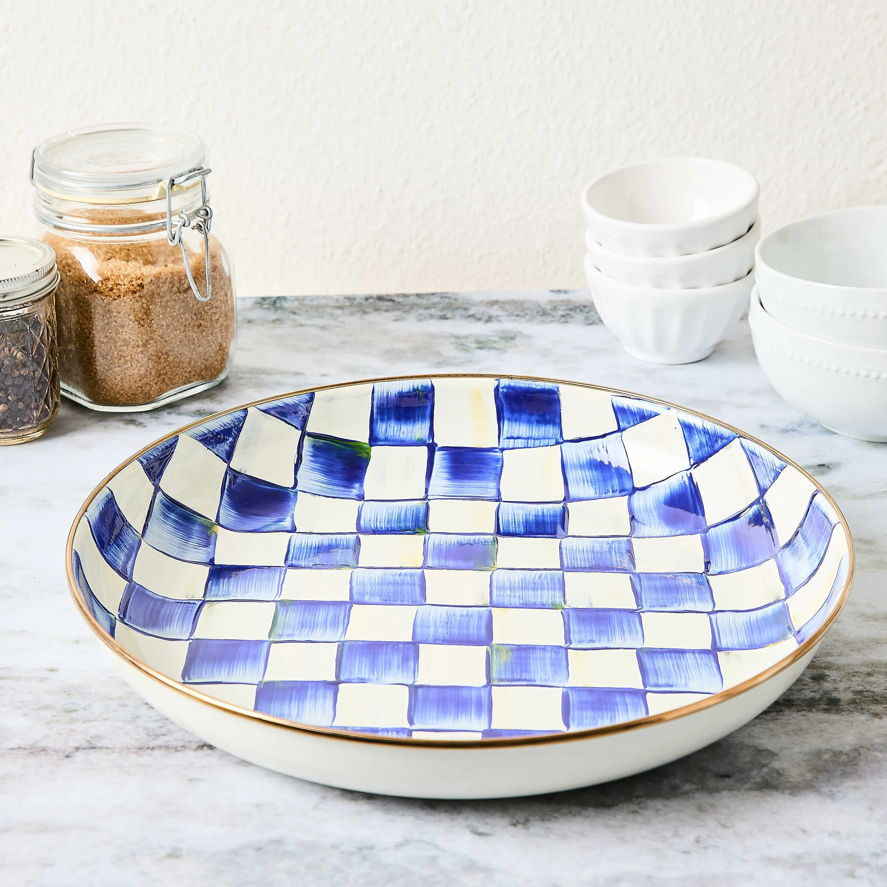 Royal Check Enamel Abundant Bowl