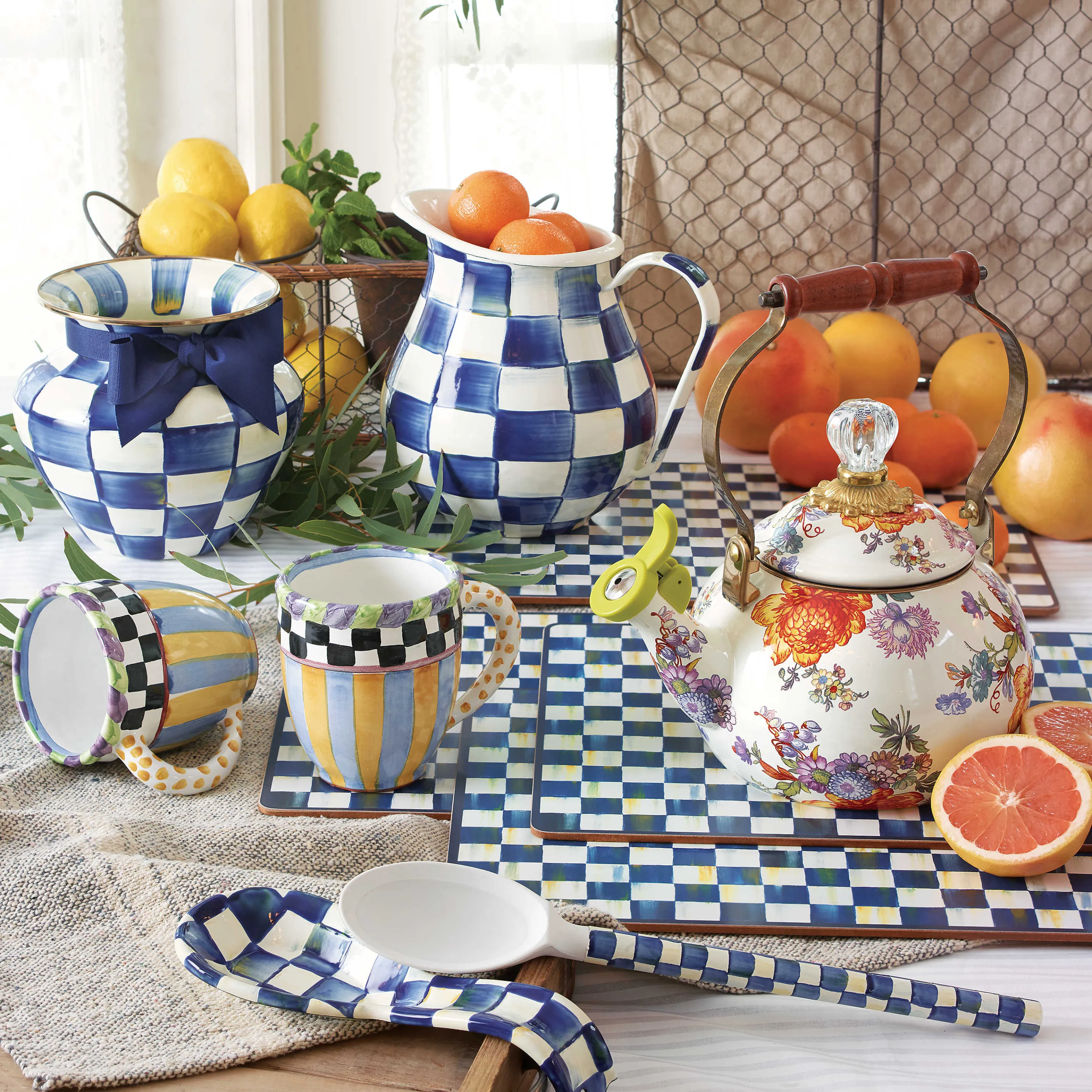 Royal Check Enamel Pitcher