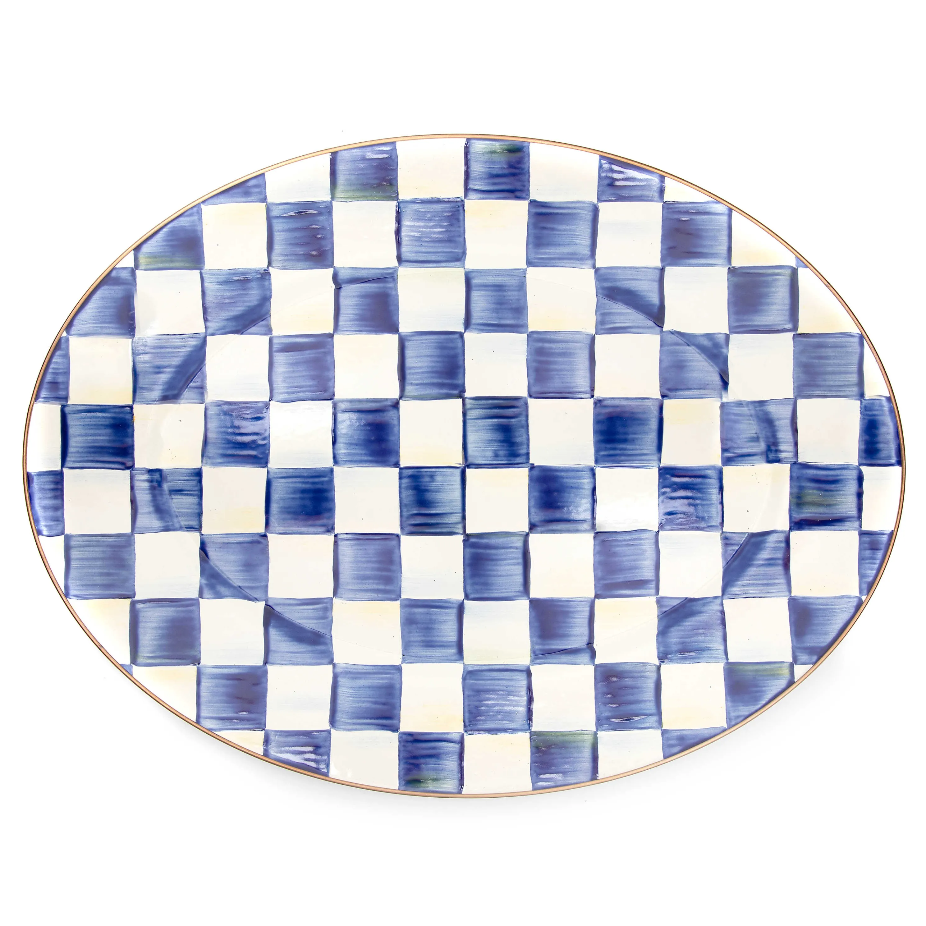Royal Check Enamel Oval Platter - Medium