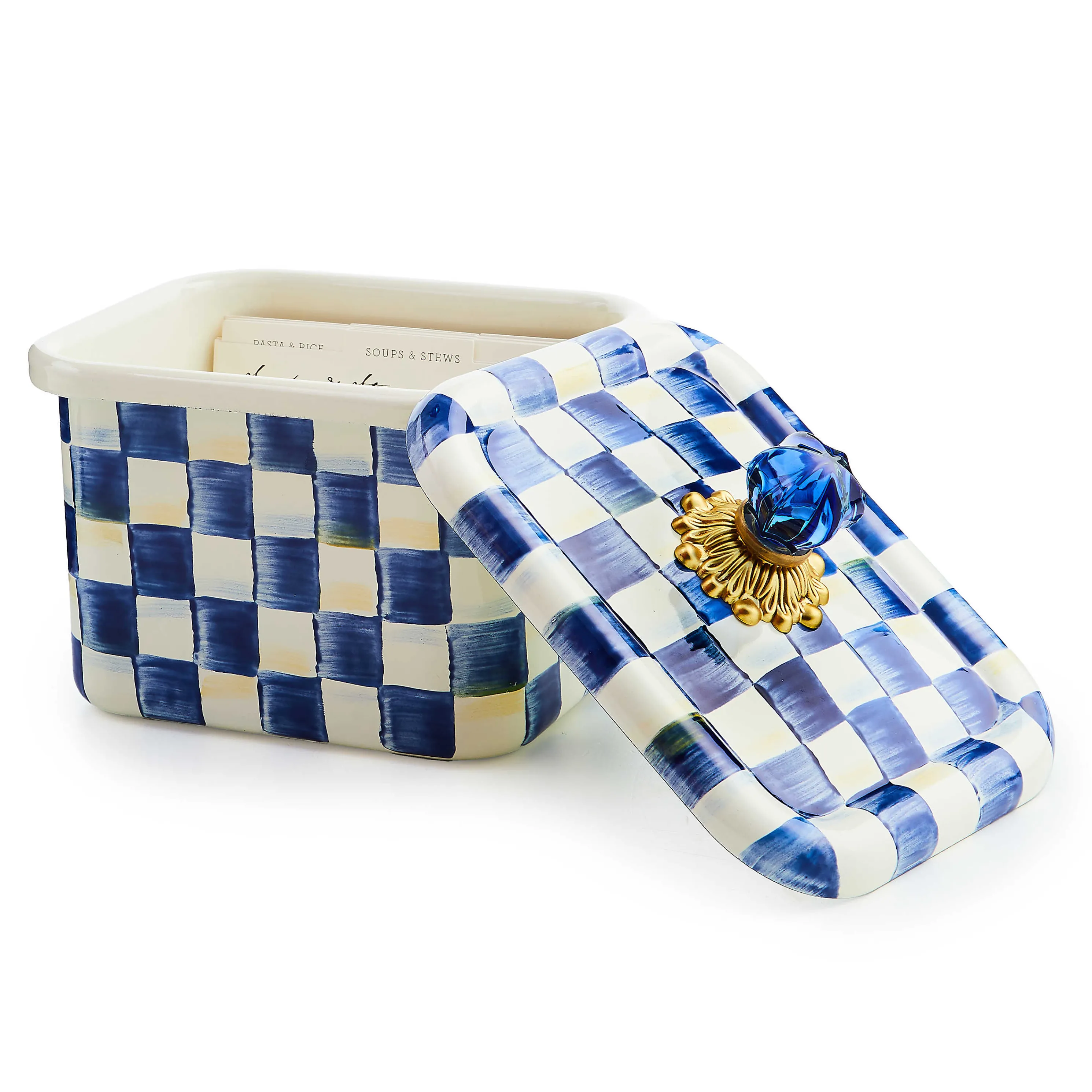 Royal Check Enamel Recipe Box
