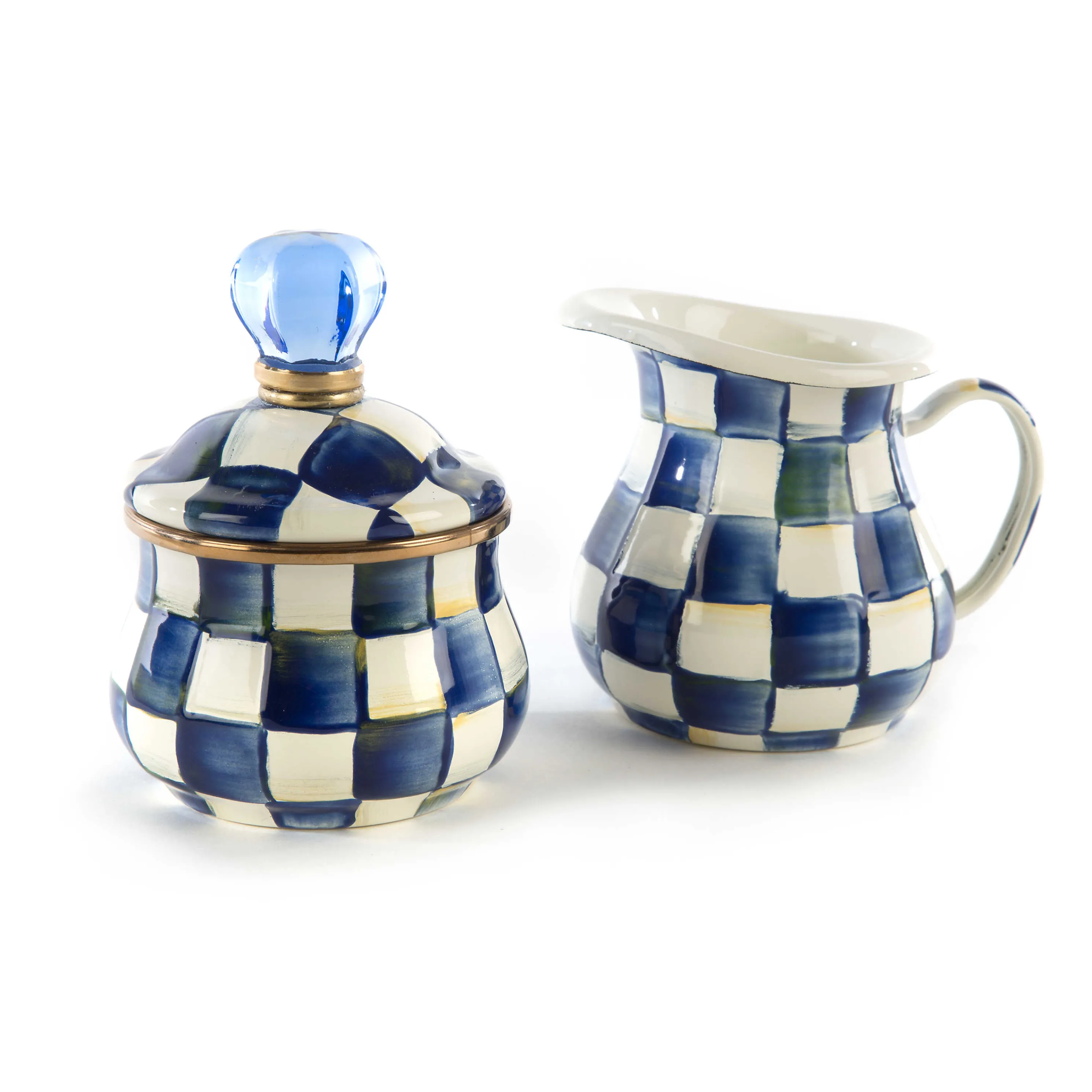 Royal Check Enamel Lidded Sugar Bowl
