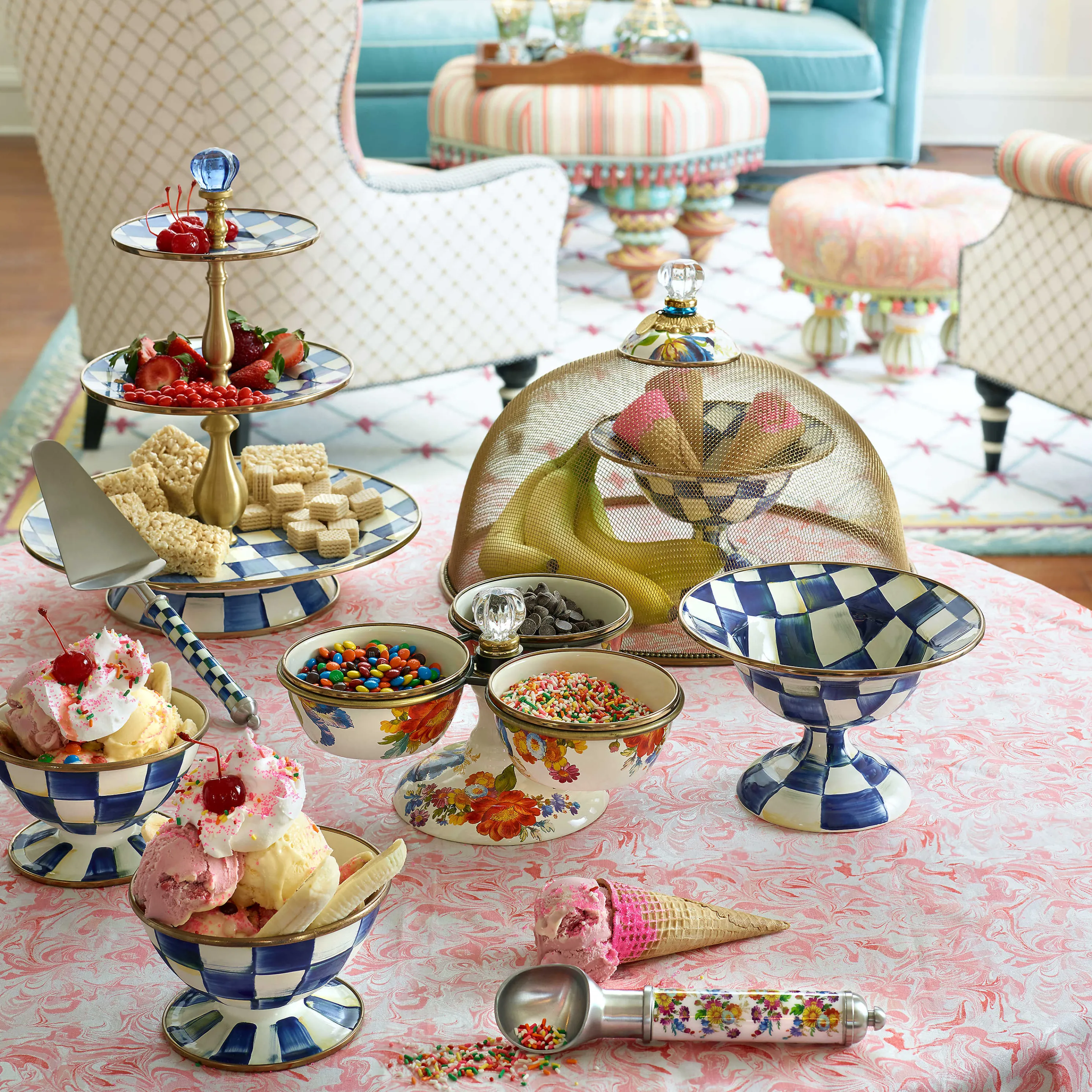 Royal Check Enamel Ice Cream Dish