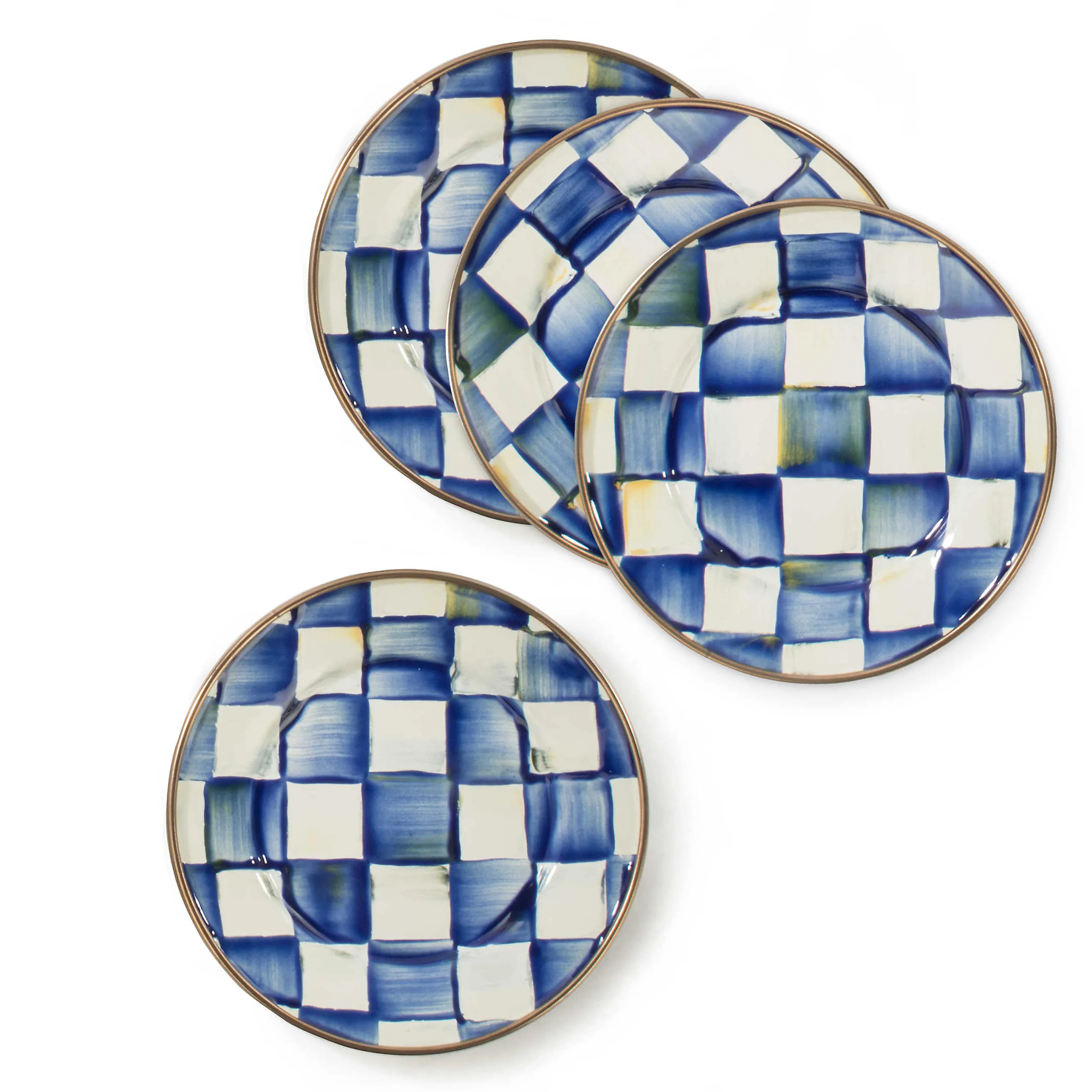Royal Check Enamel Appetizer Plates - Set Of 4