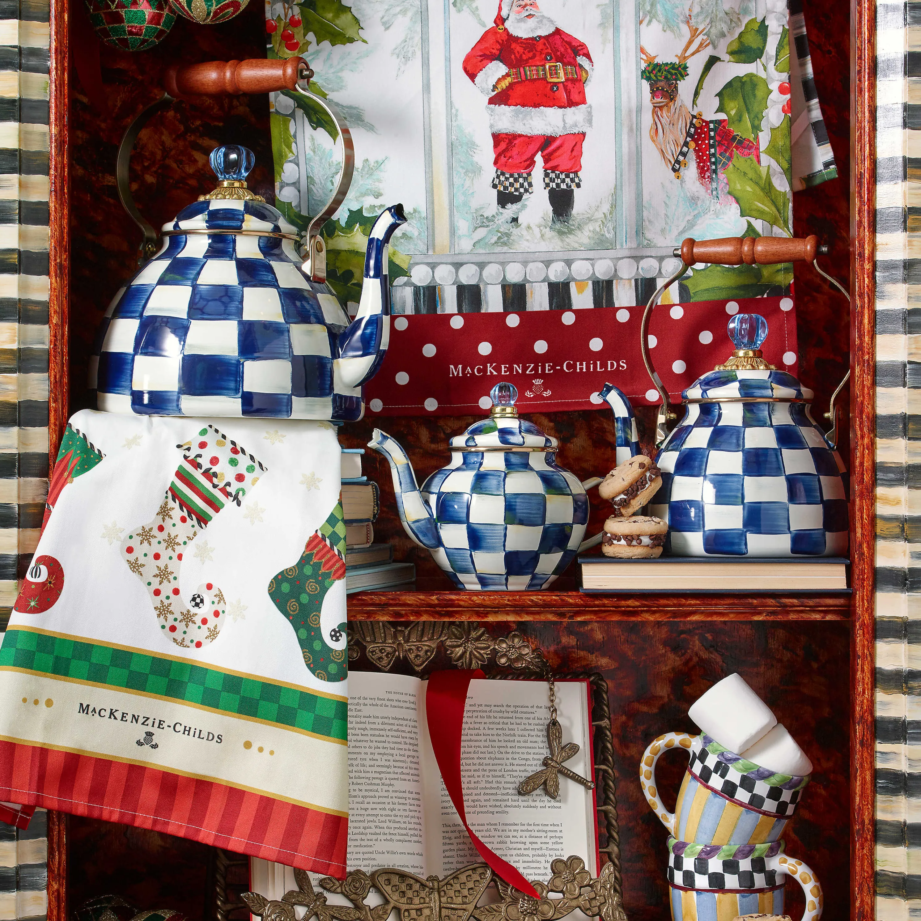 Royal Check Enamel Tea Kettle - 3 Quart