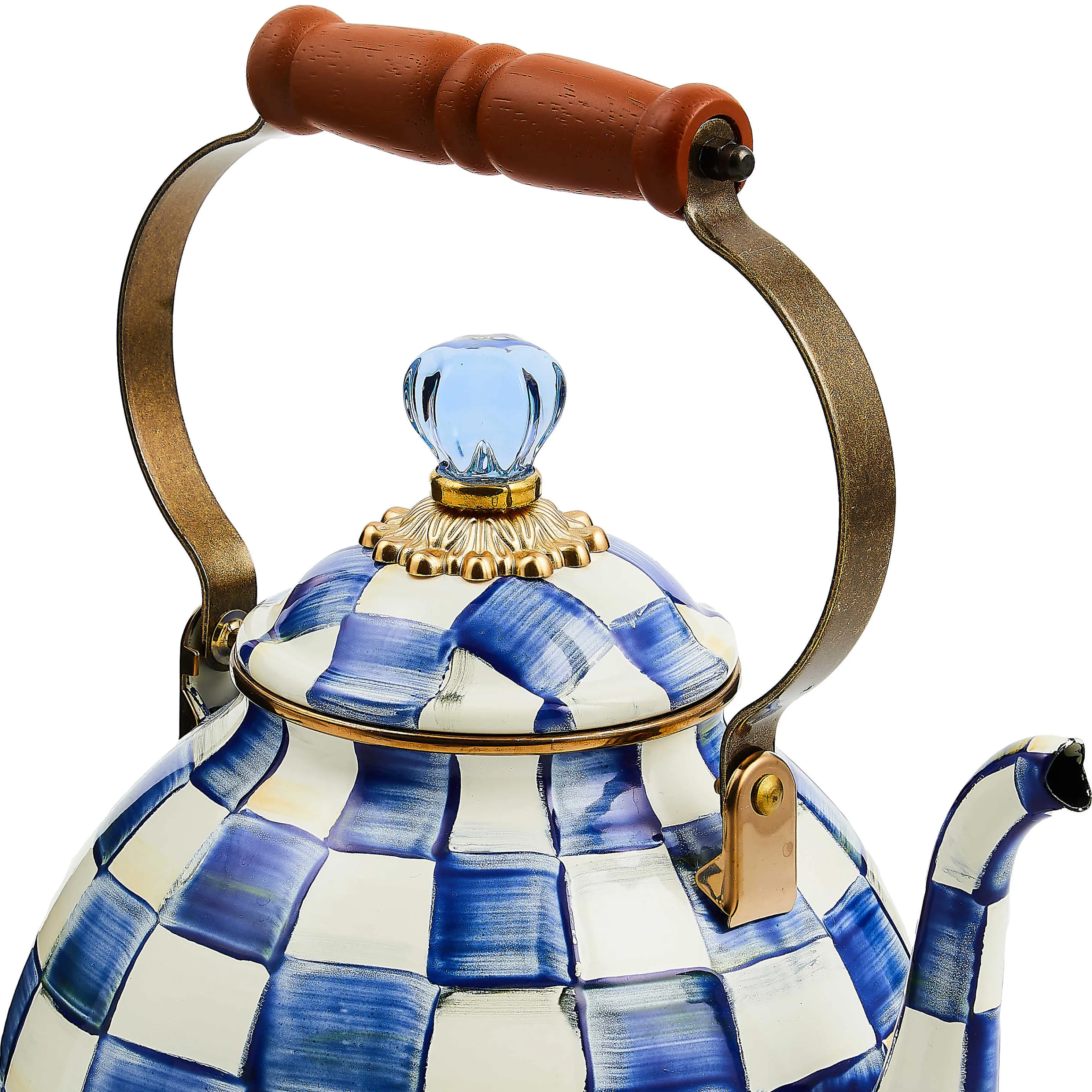 Royal Check Enamel Tea Kettle - 3 Quart