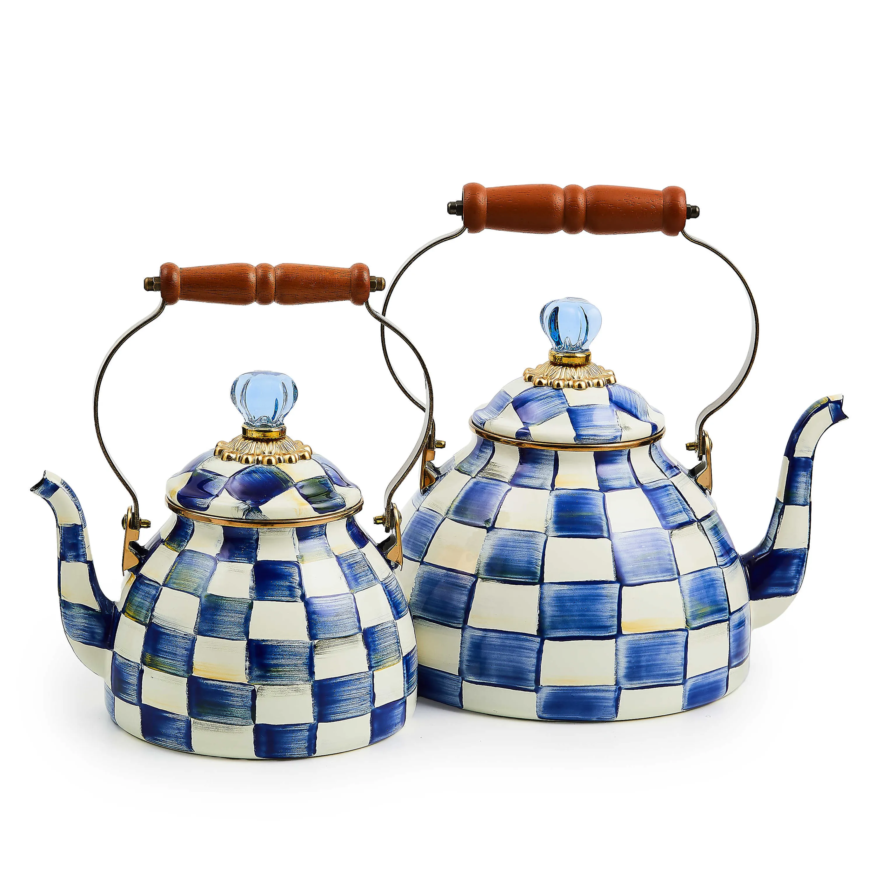 Royal Check Enamel Tea Kettle - 3 Quart