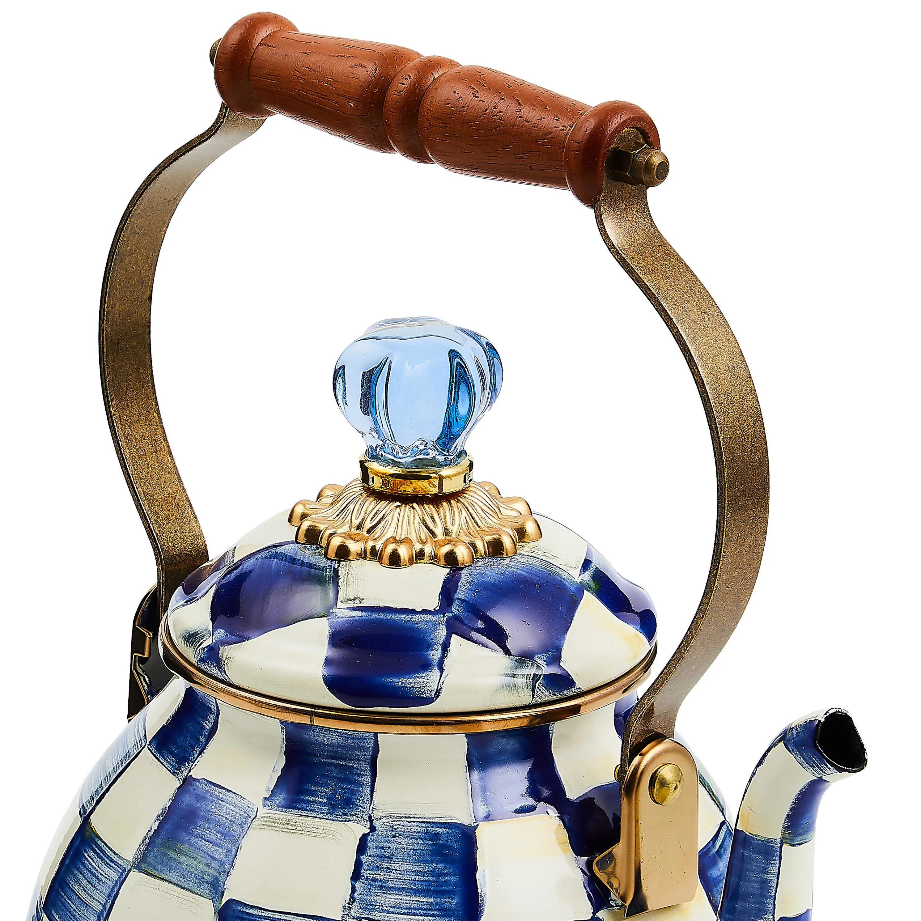 Royal Check Enamel Tea Kettle - 2 Quart