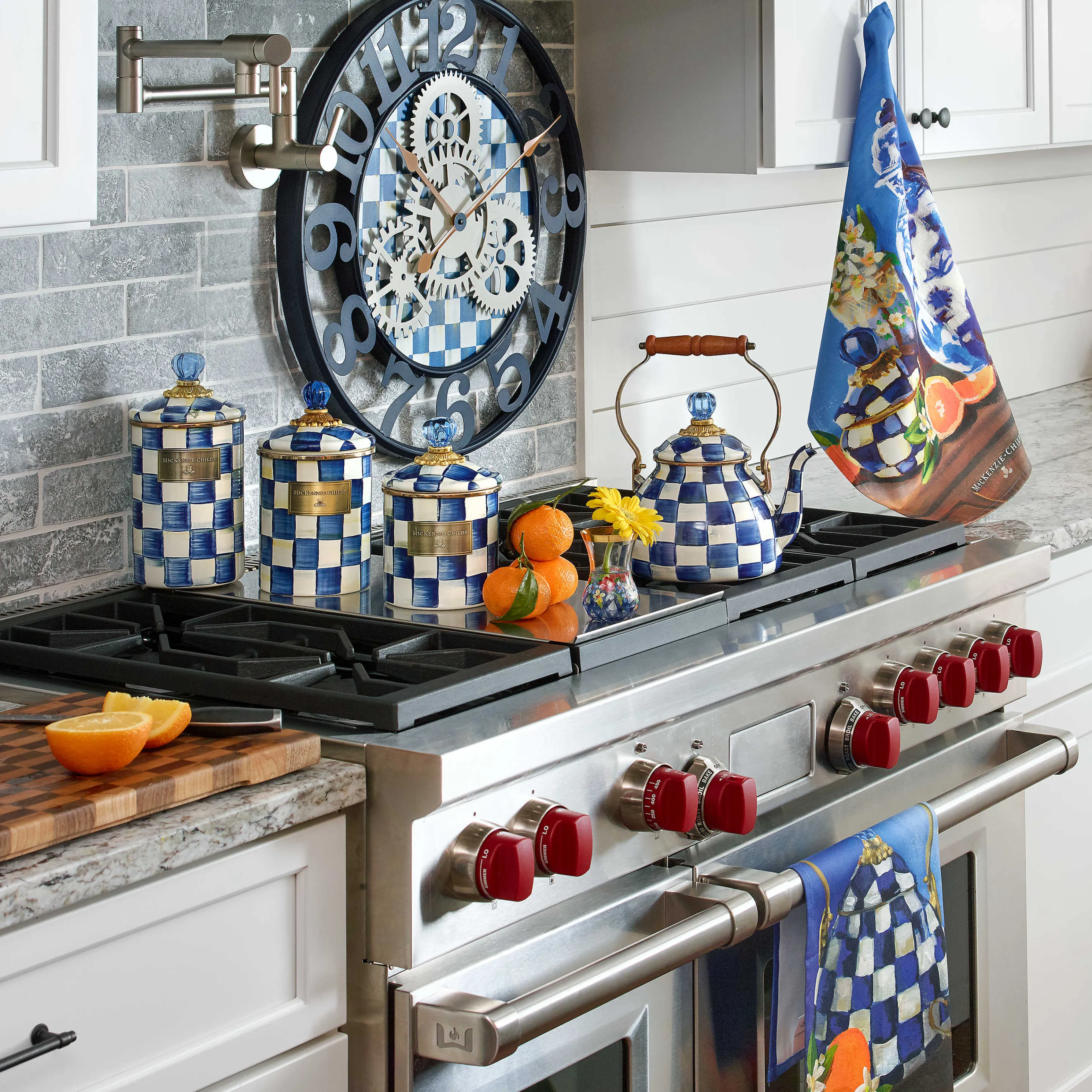 Royal Check Enamel Tea Kettle - 2 Quart