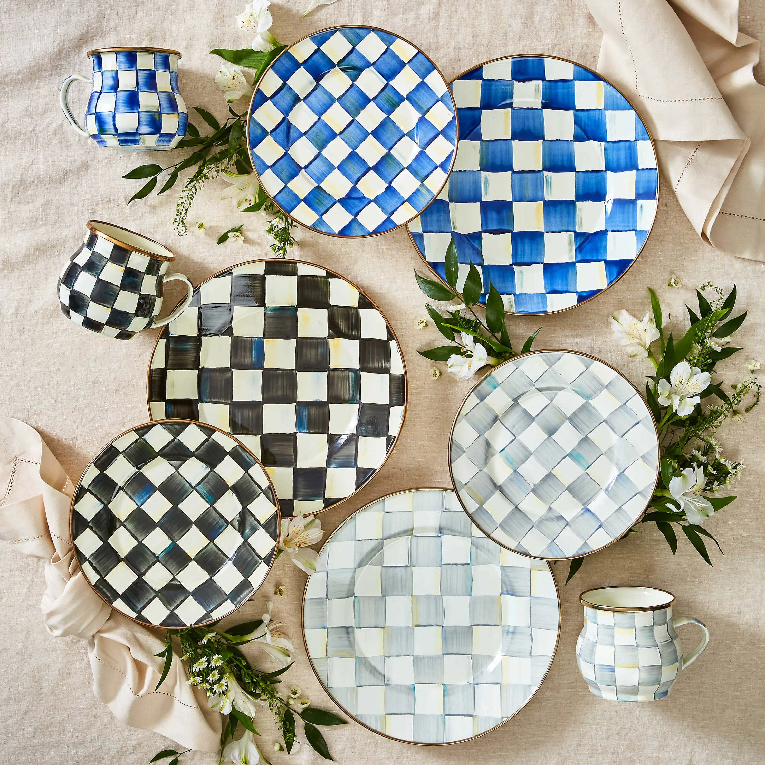 Royal Check Enamel Dinner Plate