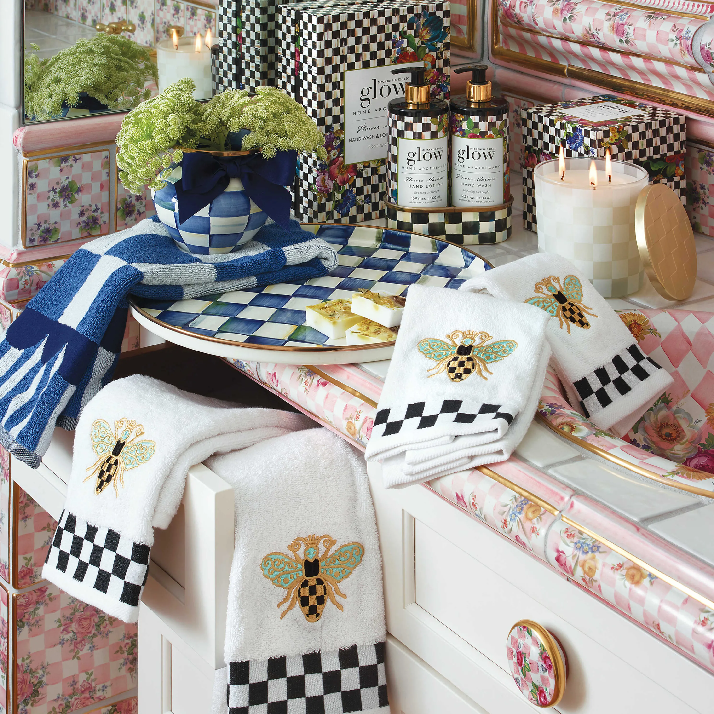 Royal Check Enamel Round Tray