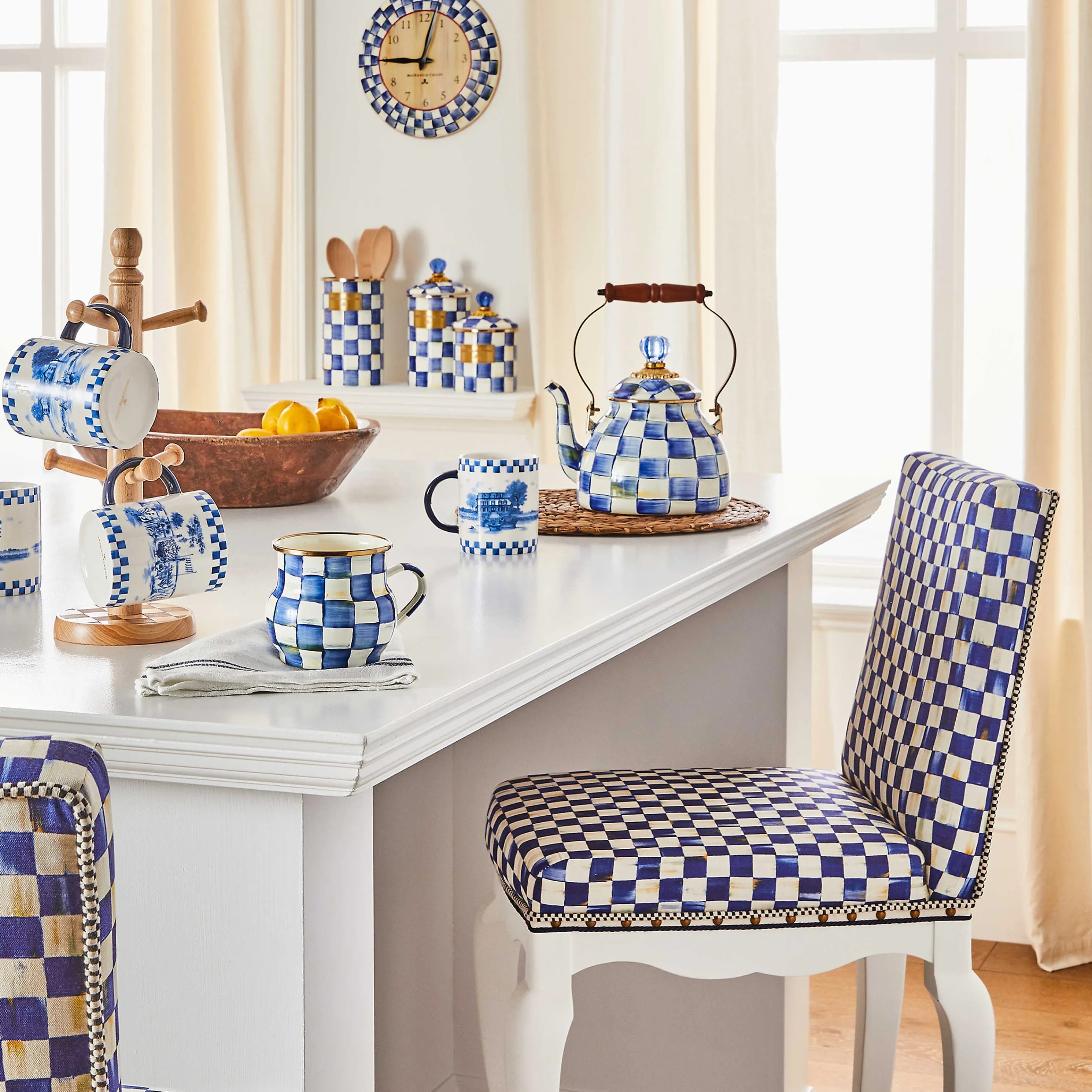 Royal Check Enamel Utensil Holder