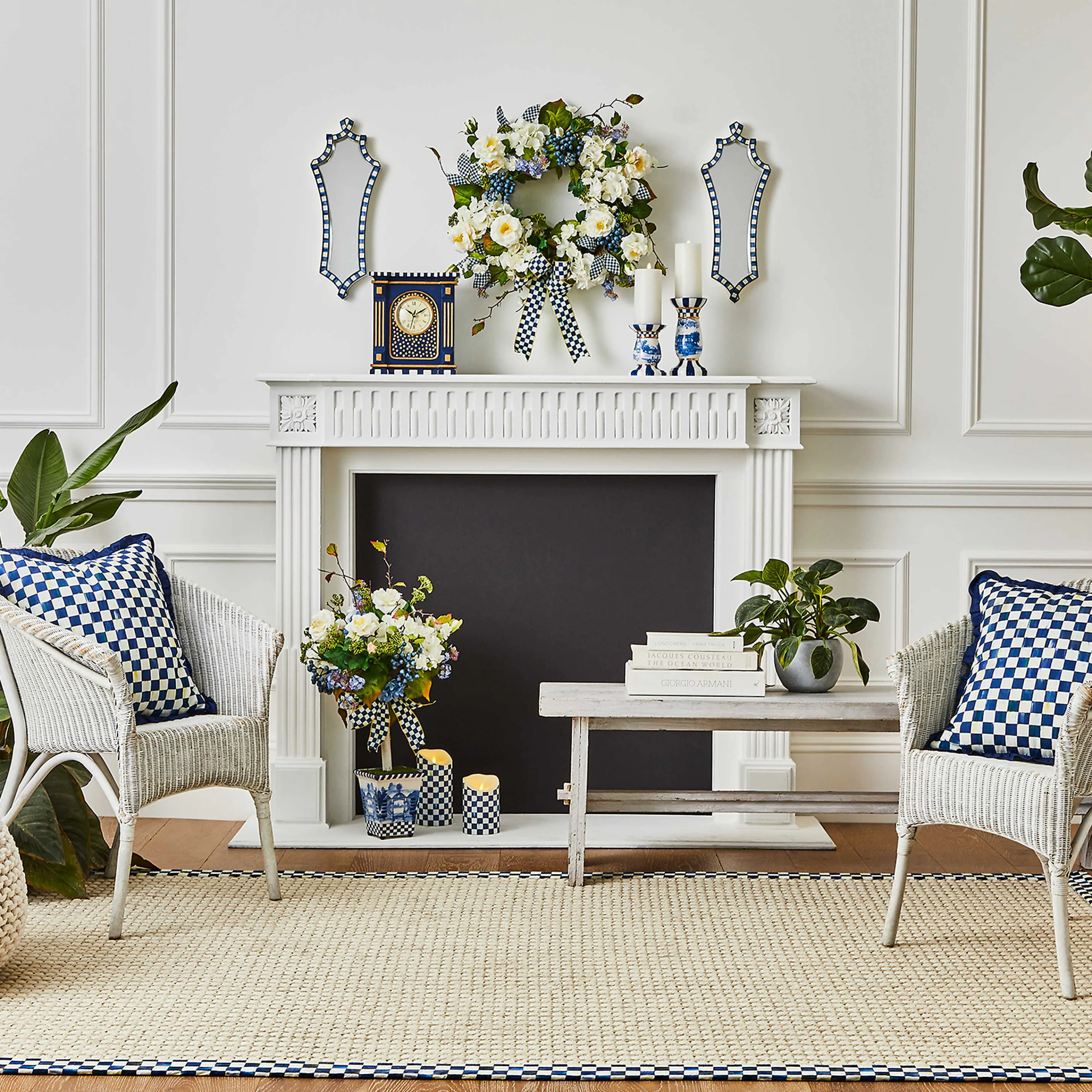 Royal Check Flicker 8" Pillar Candle