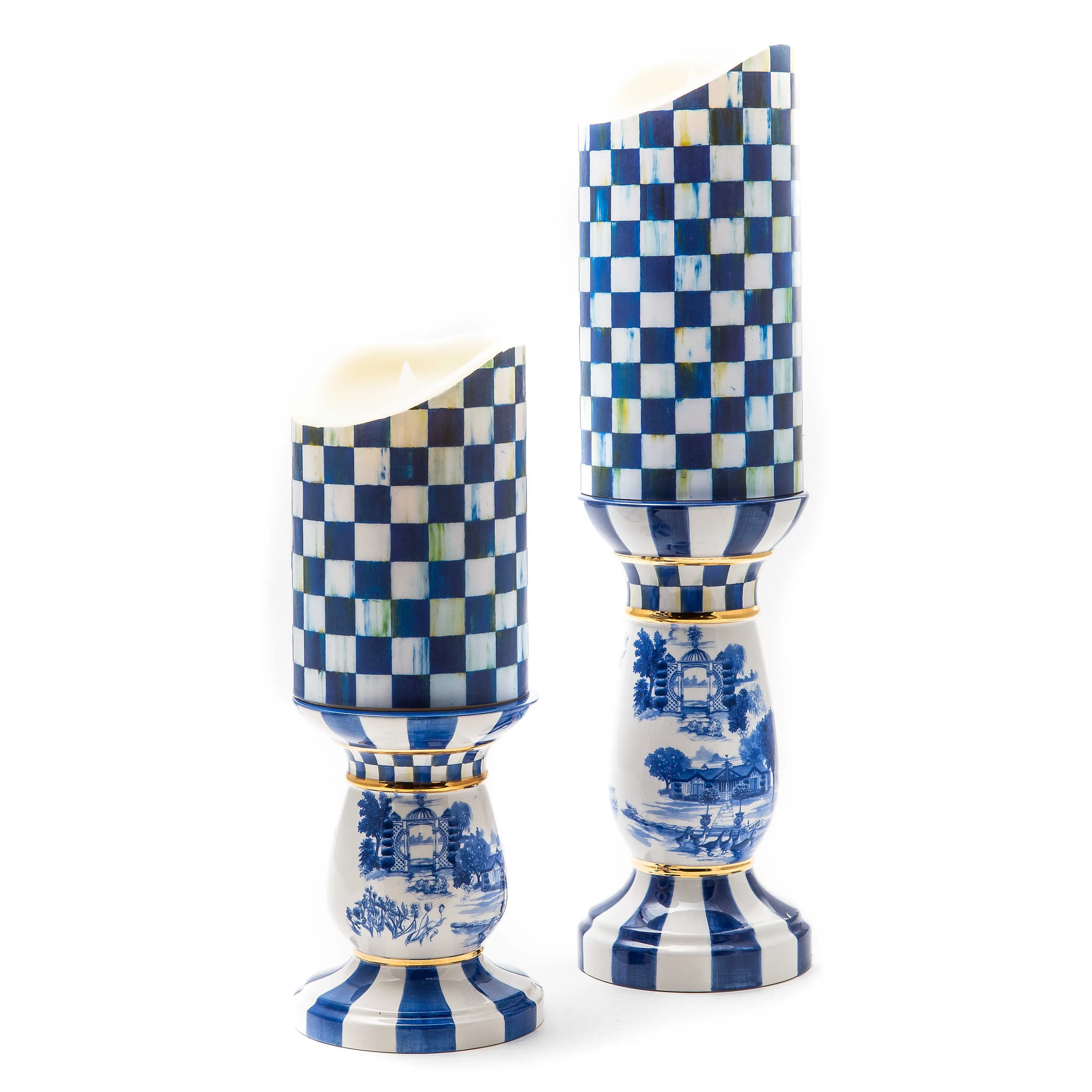 Royal Check Flicker 8" Pillar Candle