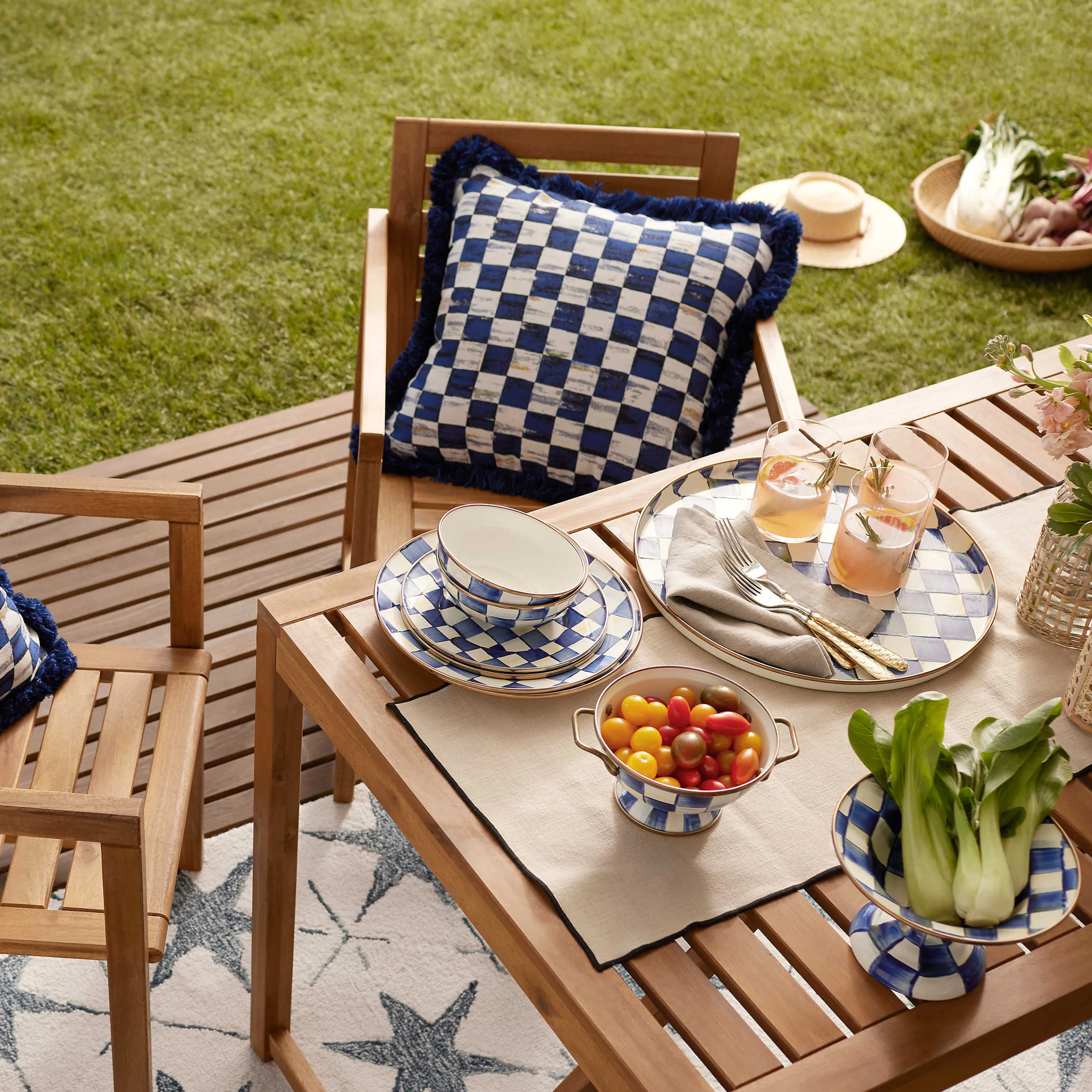 Royal Check Ruffled Square Pillow