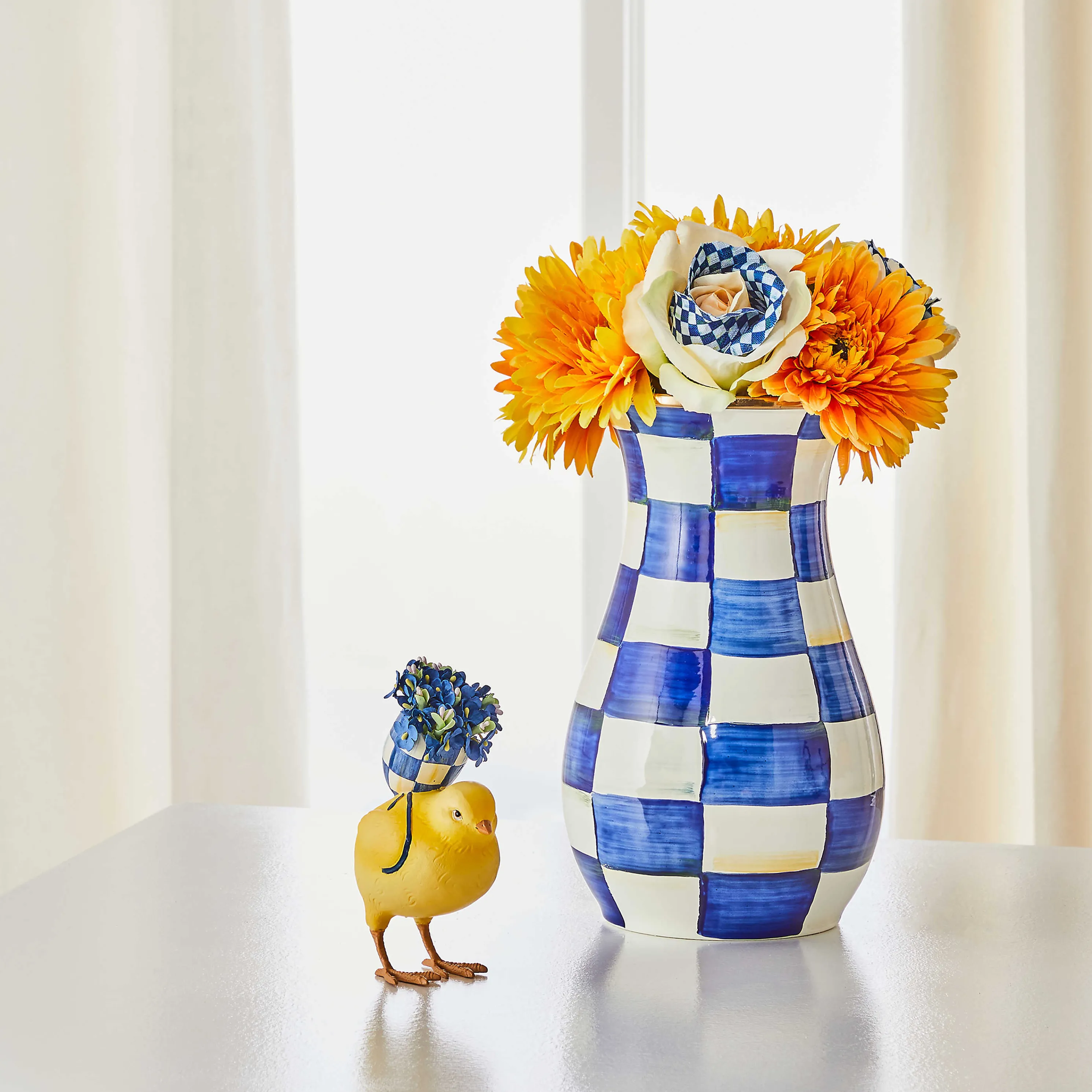 Royal Check Tall Vase & Bouquet Set