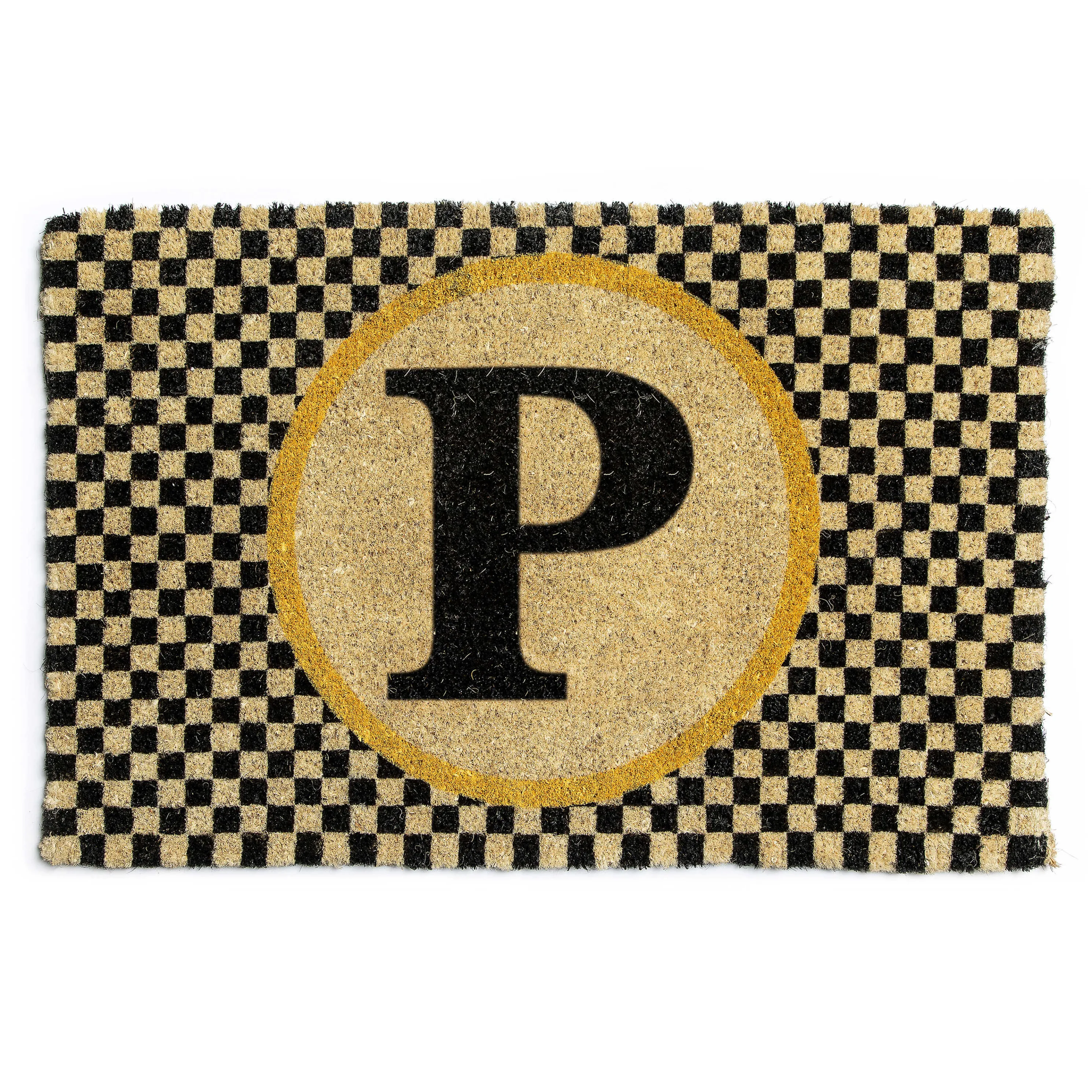 Single Letter Monogrammed Entrance Mat - P