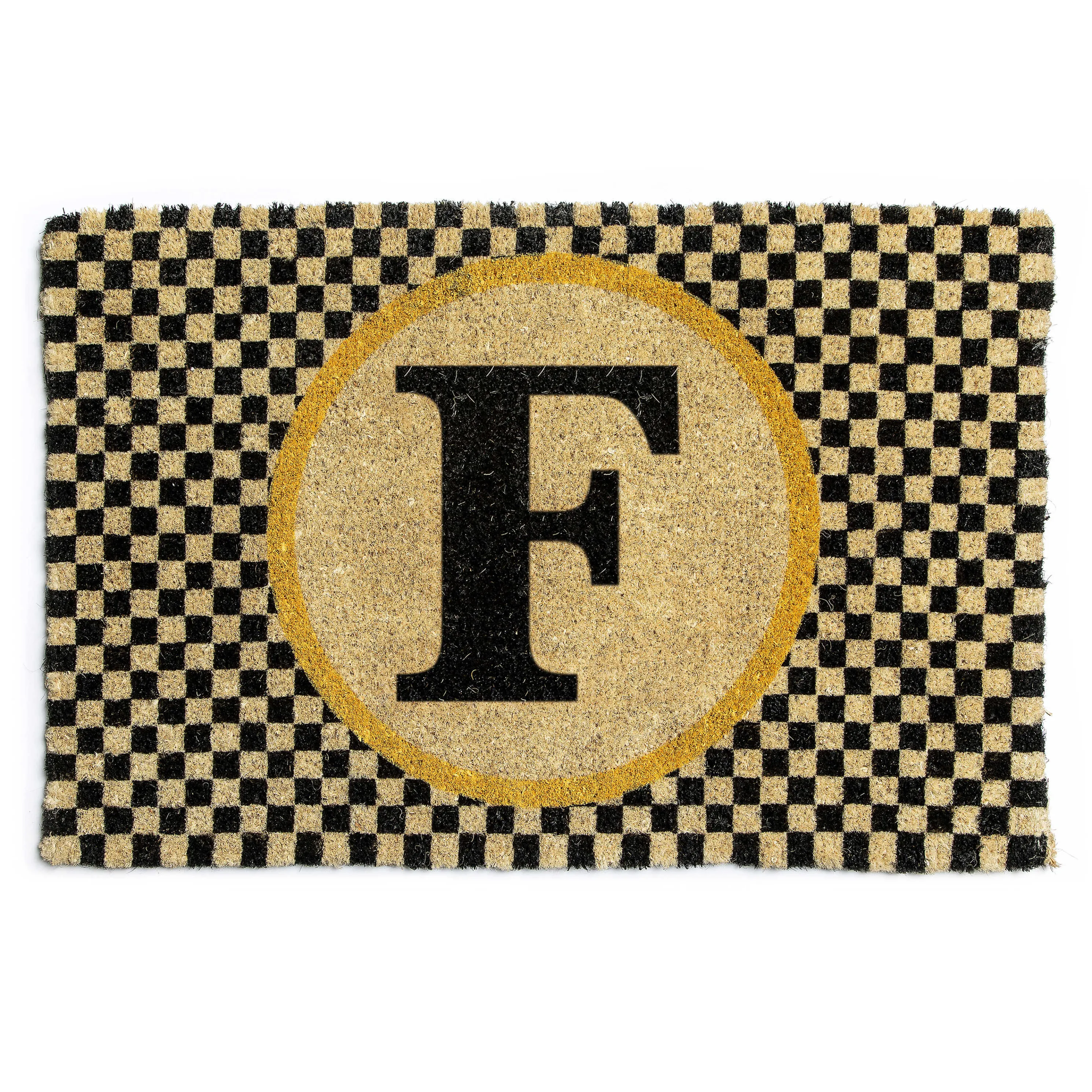Single Letter Monogrammed Entrance Mat - F