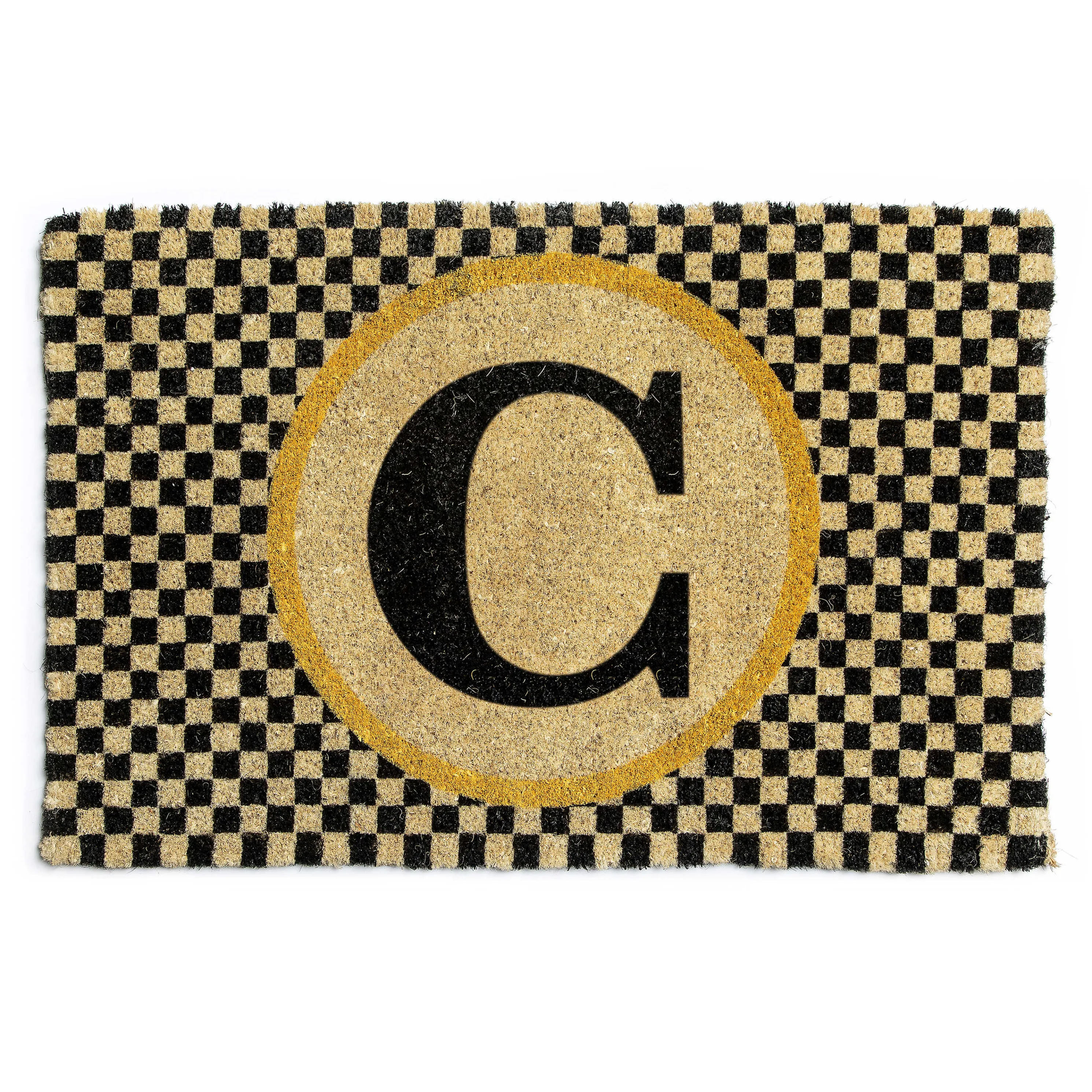 Single Letter Monogrammed Entrance Mat - C