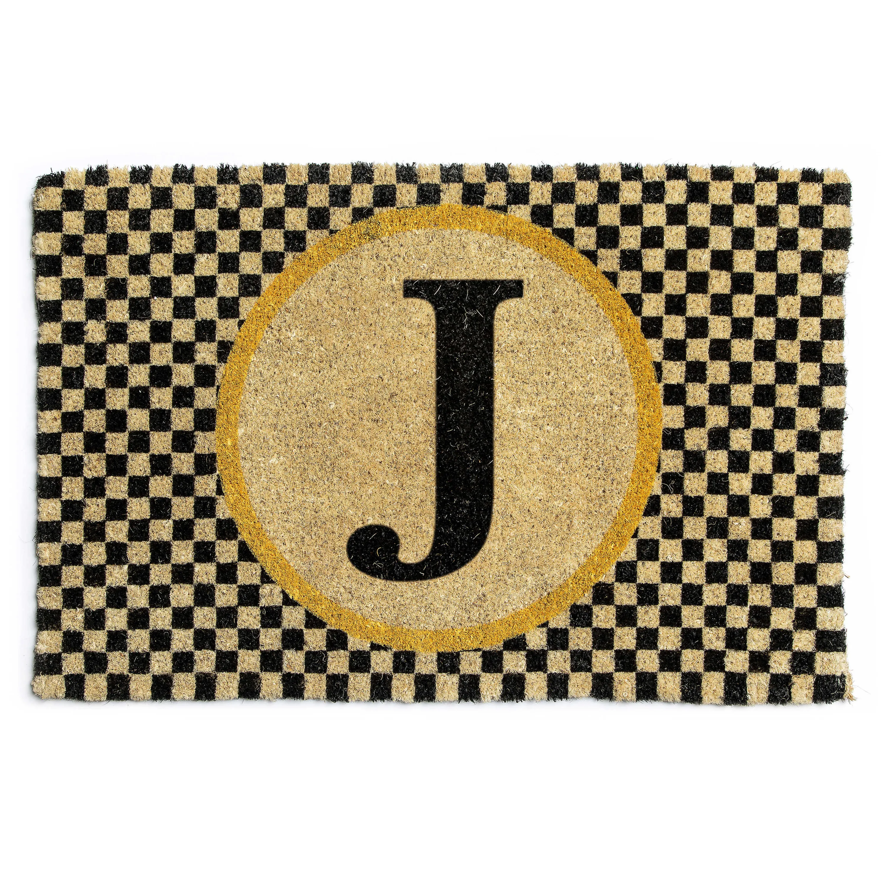 Single Letter Monogrammed Entrance Mat - J