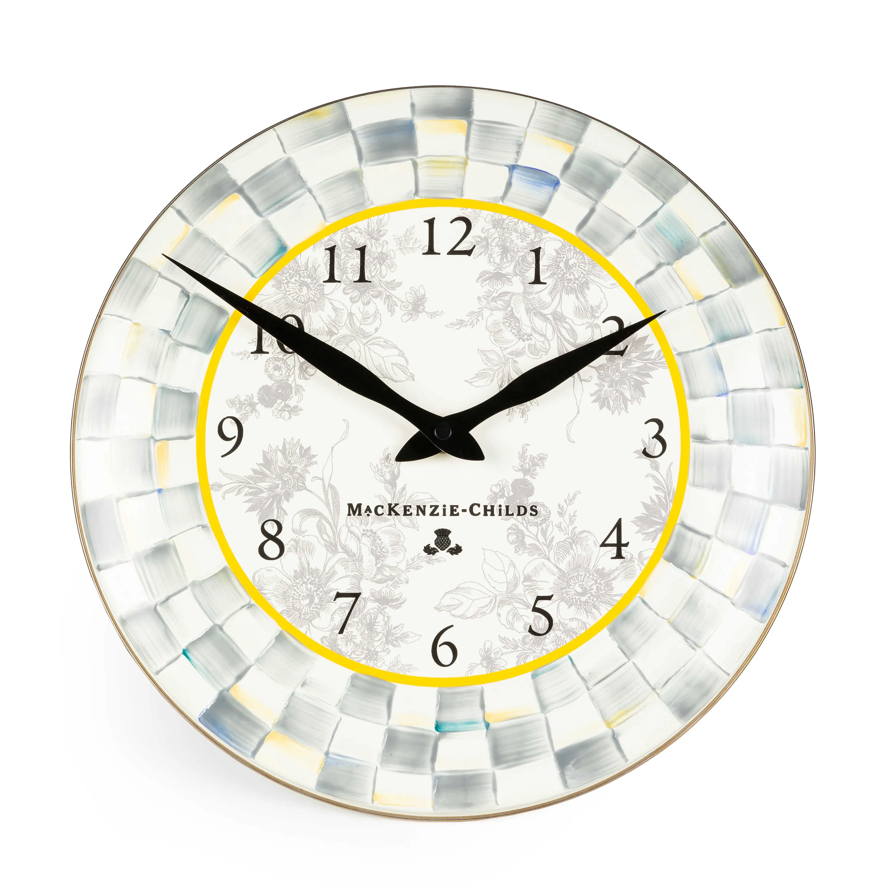 Sterling Check Enamel Clock