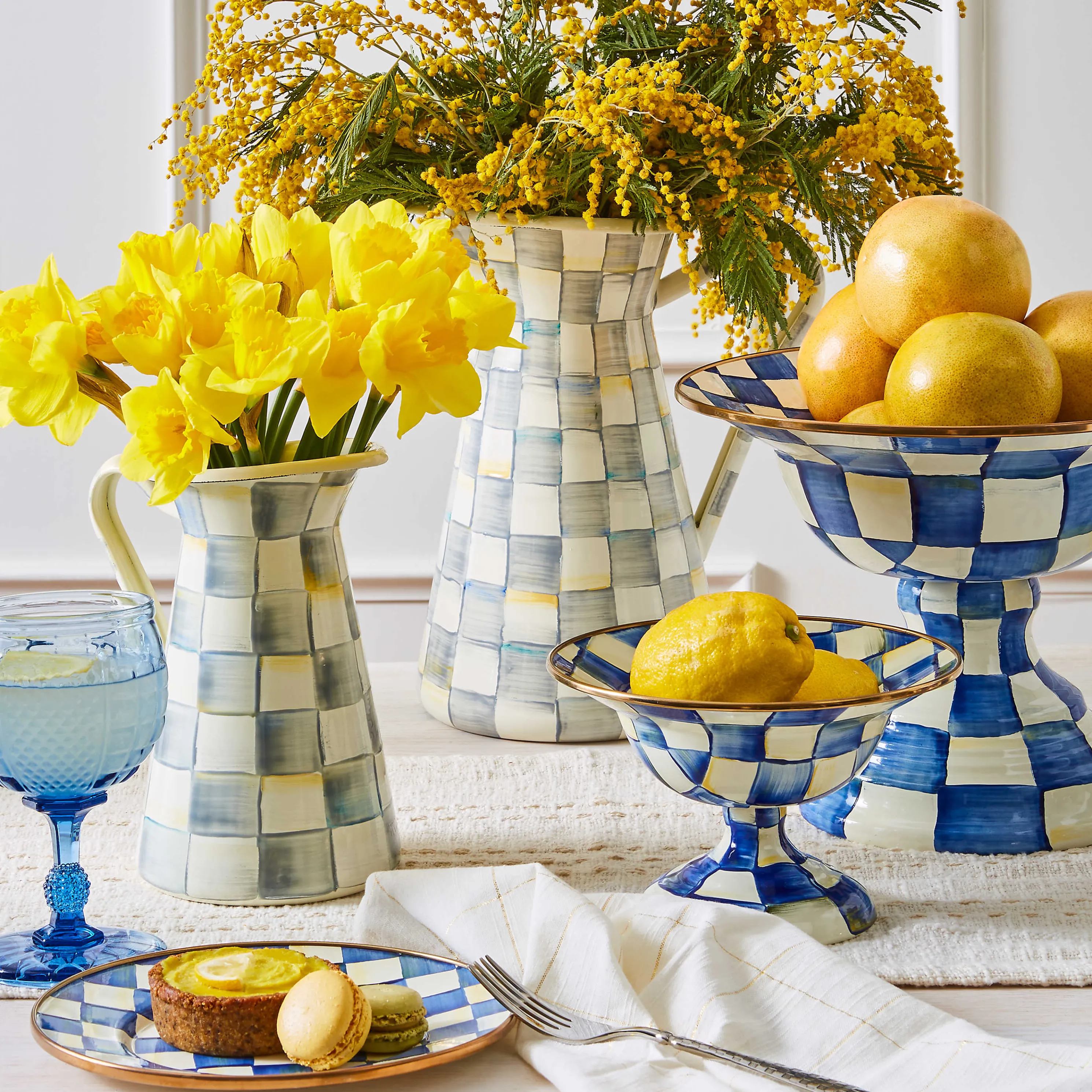 Sterling Check Enamel Practical Pitcher - Medium