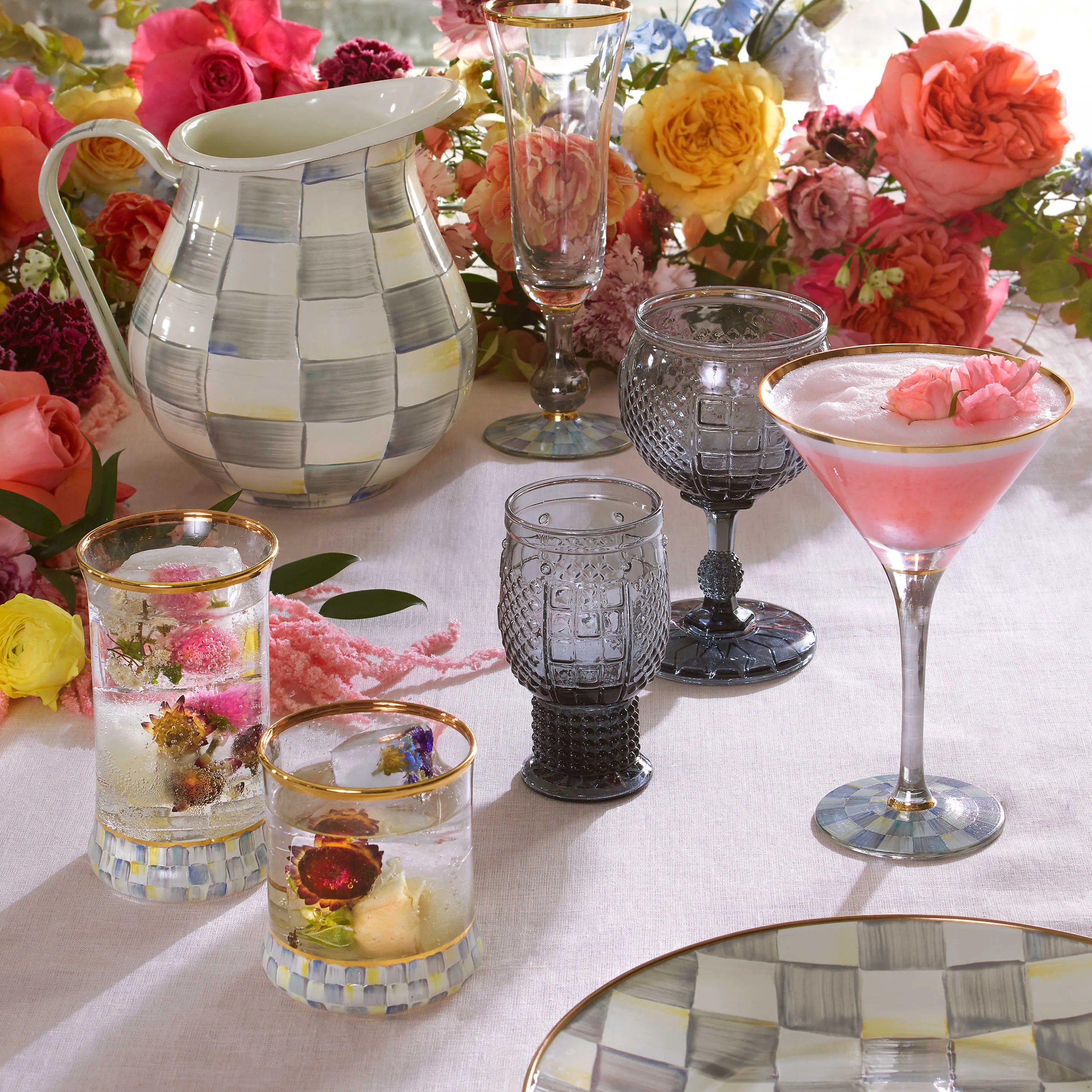 Sterling Check Enamel Pitcher